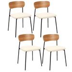 TOILINUX Lot de 4 Chaises effet bouclette Loki en contreplaqué et polyester - Beige et Blanc