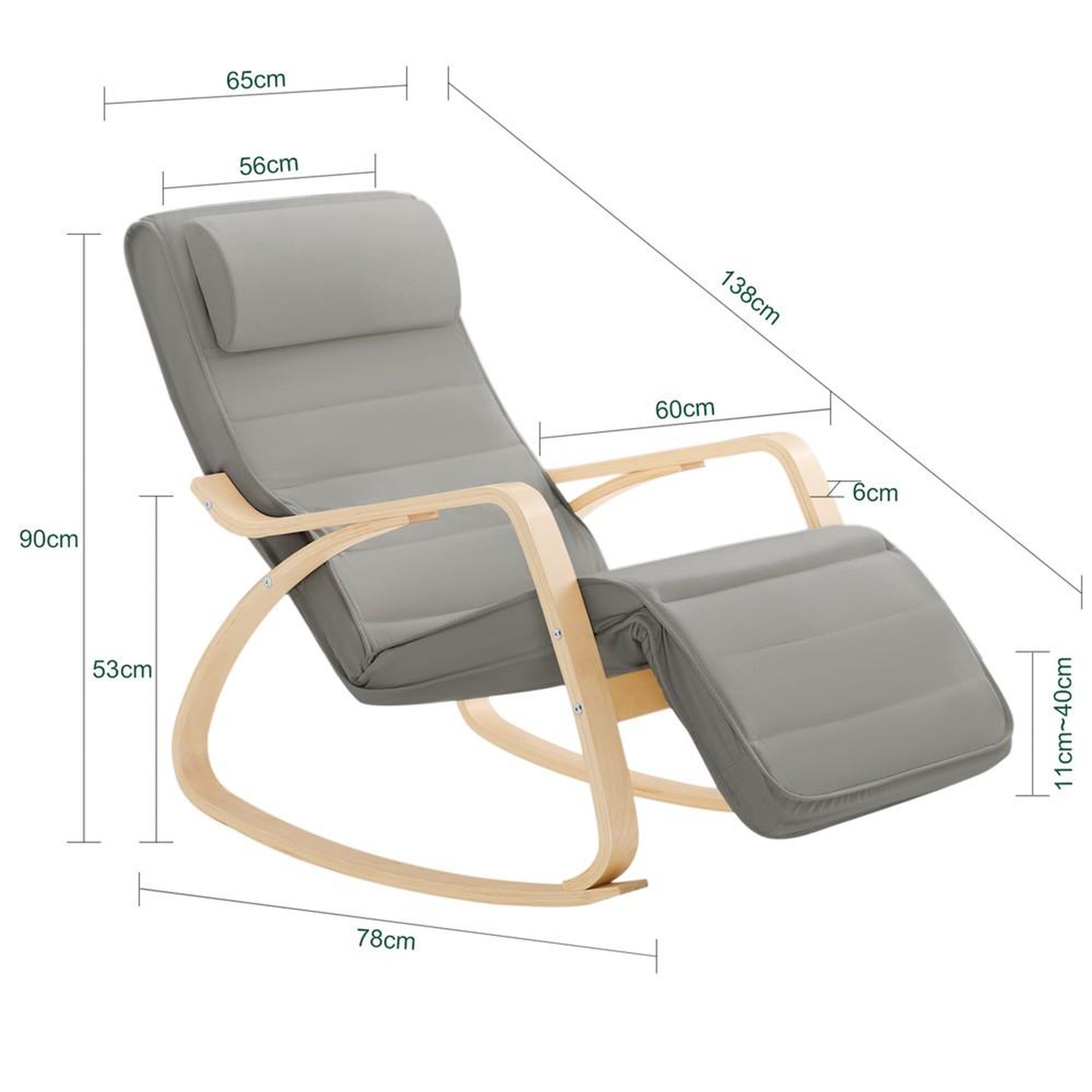 Voir la diapositive 3 : SOBUY SoBuy - Fauteuil À Bascule avec repose-pieds et appui-tête réglables - Nordique - FST16