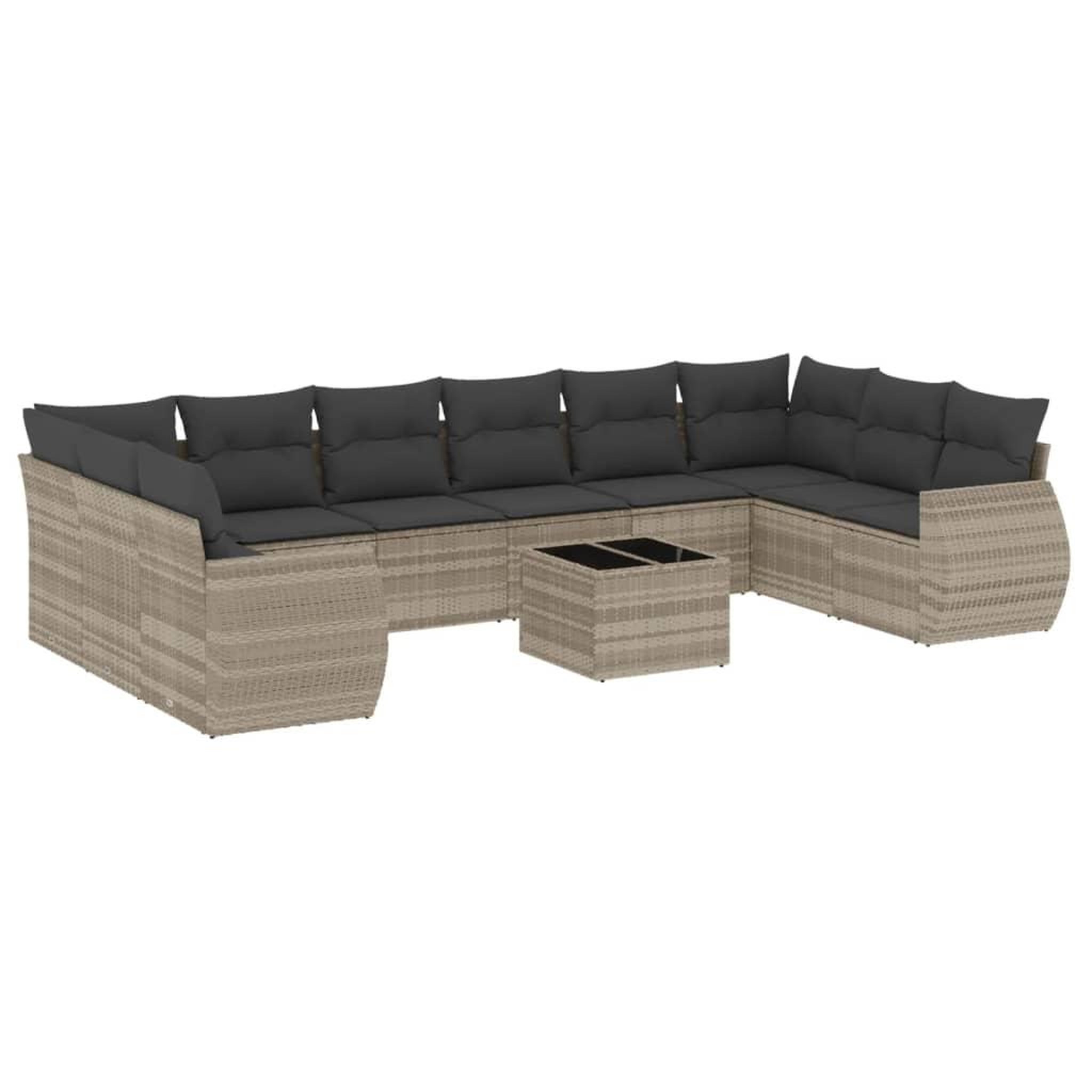 Voir la diapositive 2 : VIDAXL Salon de jardin 11 pcs avec coussins gris clair resine tressee