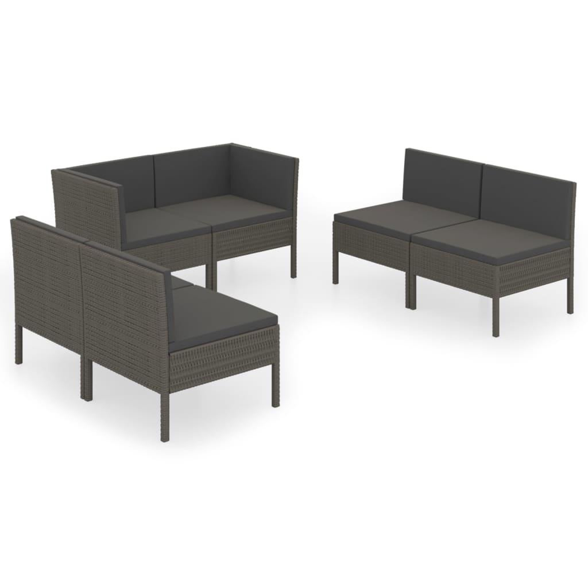 Voir la diapositive 2 : VIDAXL Salon de jardin 6 pcs avec coussins resine tressee gris