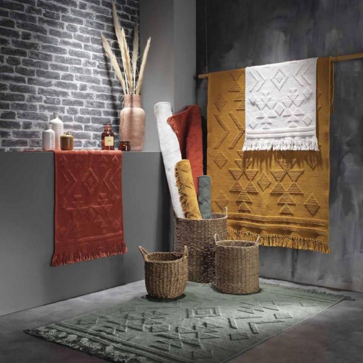 Paris Prix Tapis Déco à Franges  Cilaos  120x170cm Terracotta