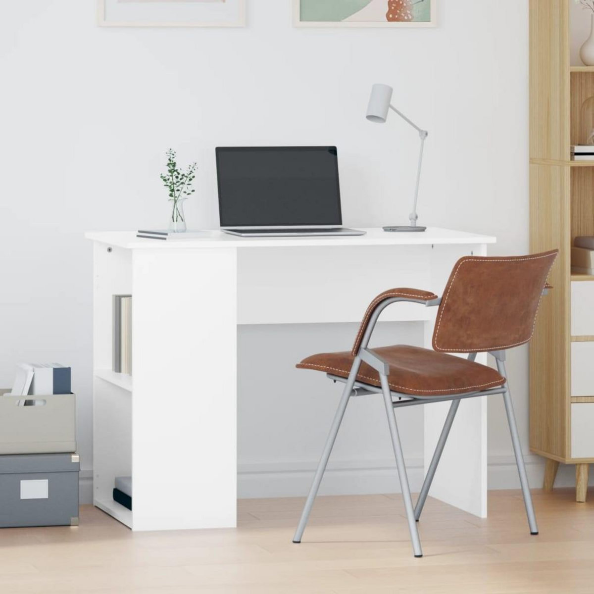 VIDAXL Bureau Blanc 100x55x75 cm Bois d'ingenierie