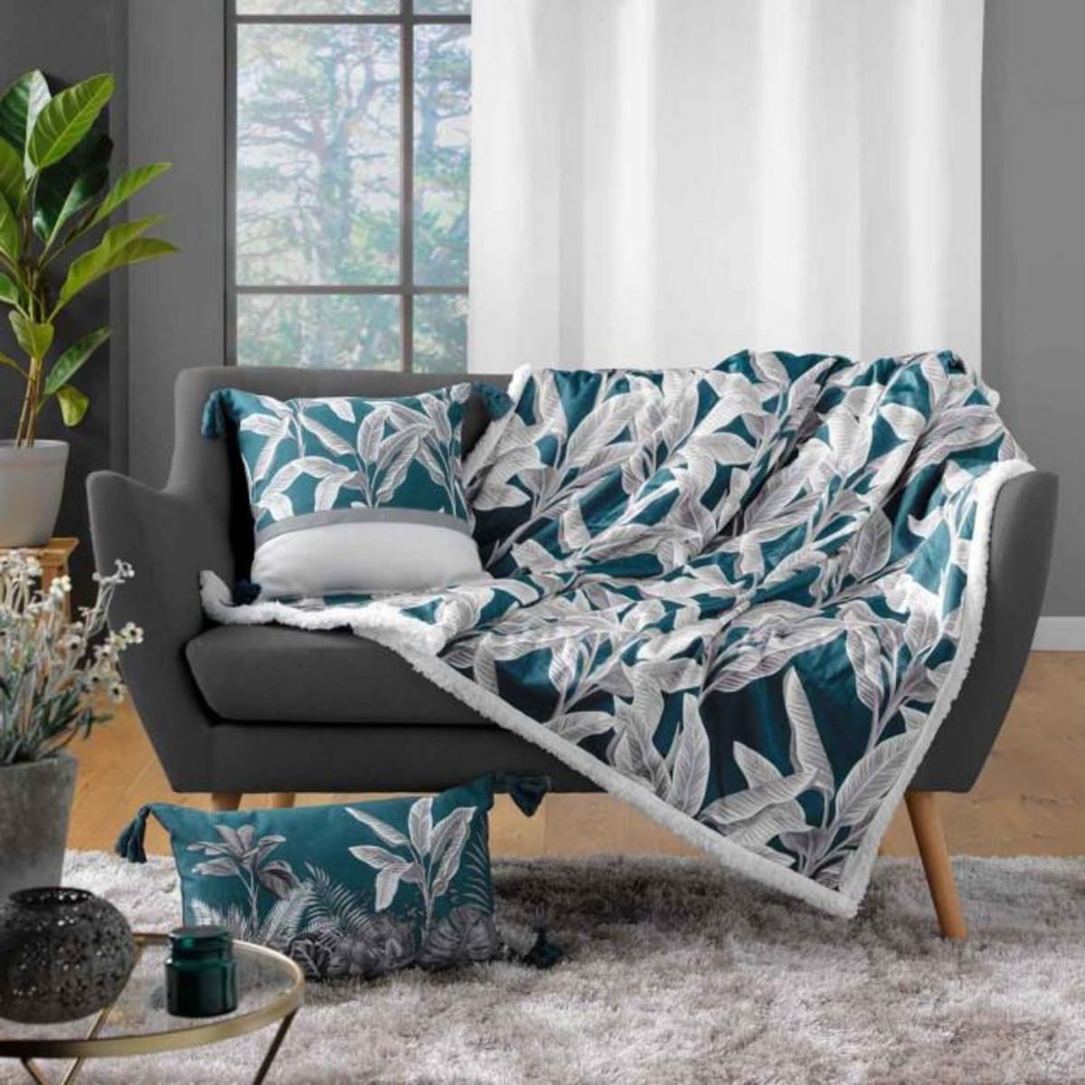 Paris Prix Plaid Velours Imprimé  Isibelle  125x150cm Bleu