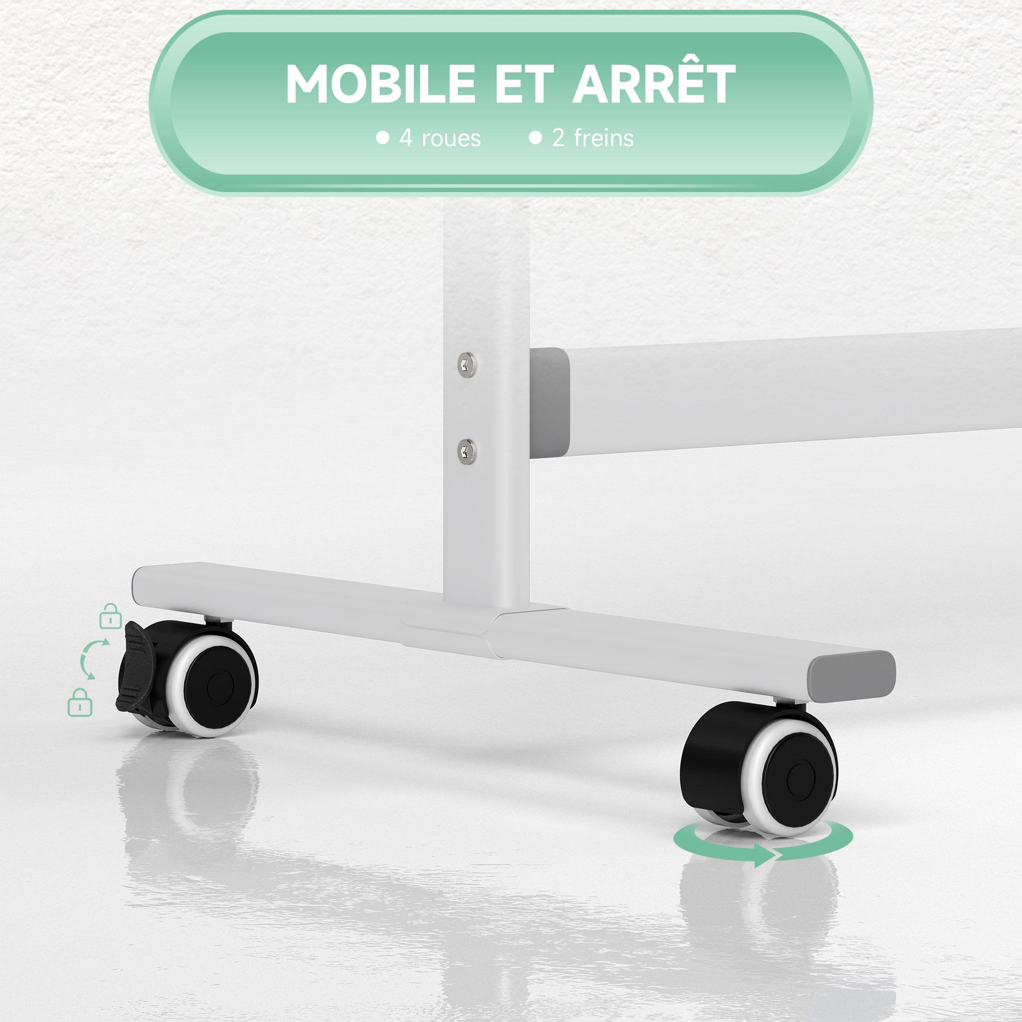 Voir la diapositive 6 : HOMCOM Tableau blanc magnétique sur roulettes double face - tableau rotatif avec étagère - nombreux accessoires inclus