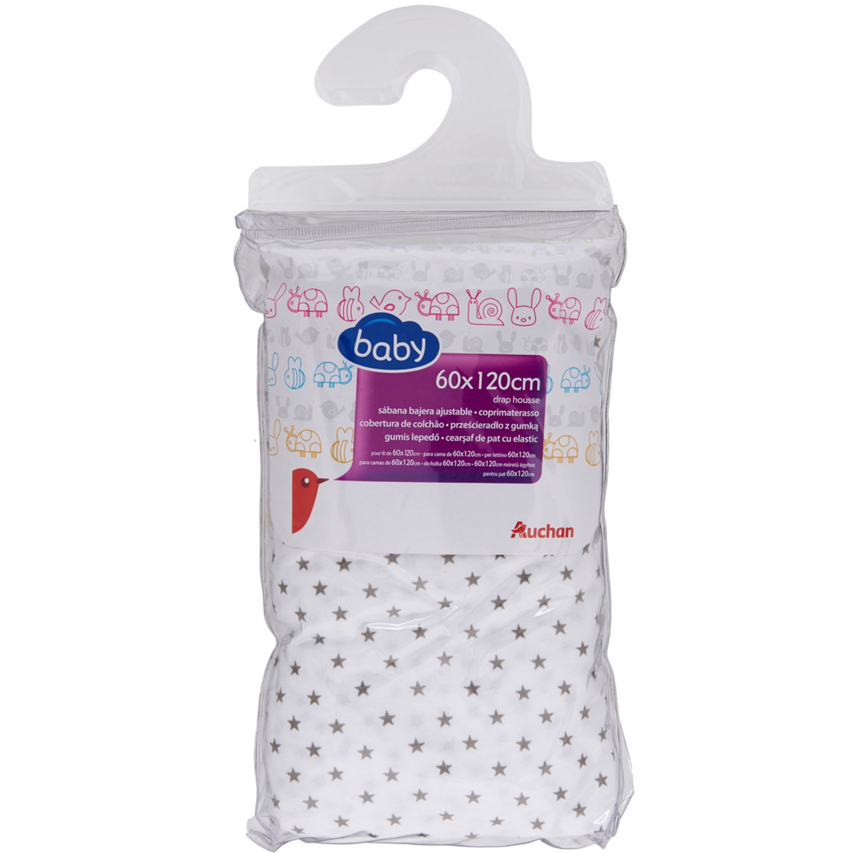 AUCHAN BABY Draps Housse Jersey étoiles 60x120 cm