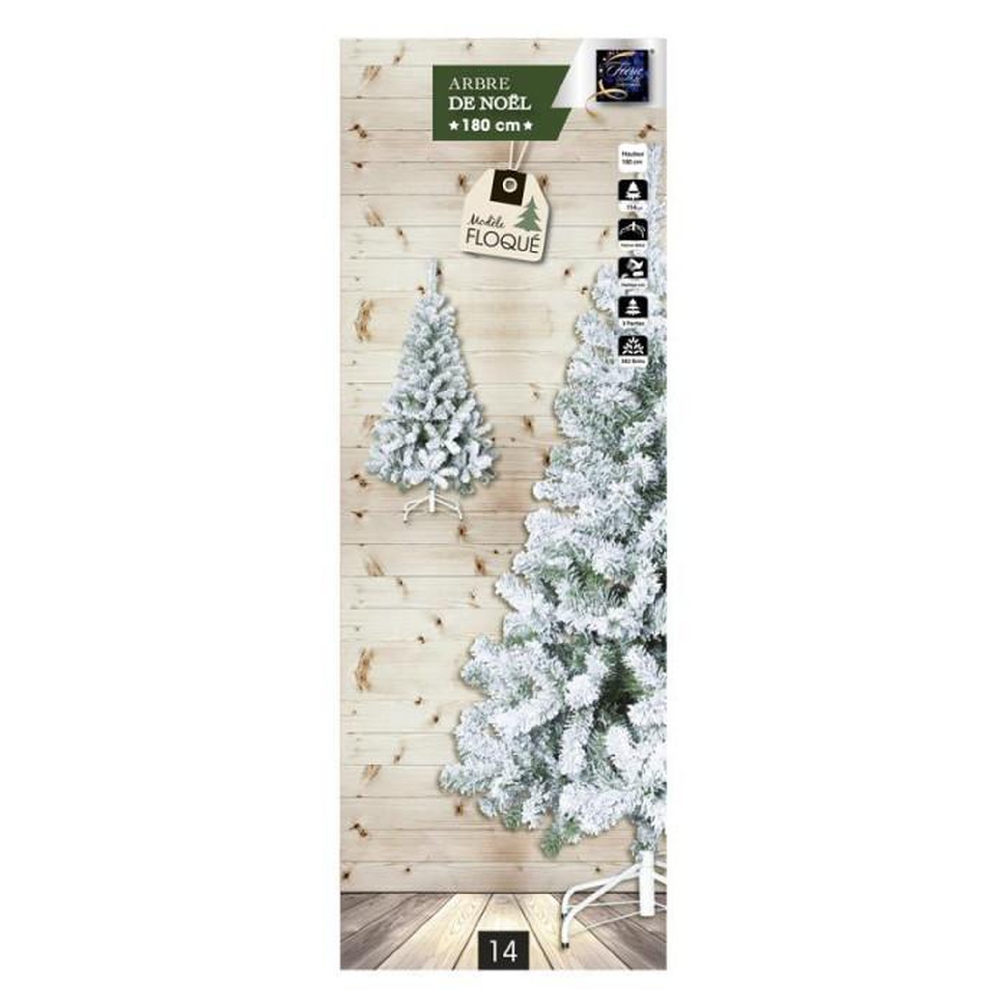 Voir la diapositive 2 : FEERIC LIGHT & CHRISTMAS Sapin de Noël Enneigé  Floque  180cm Blanc