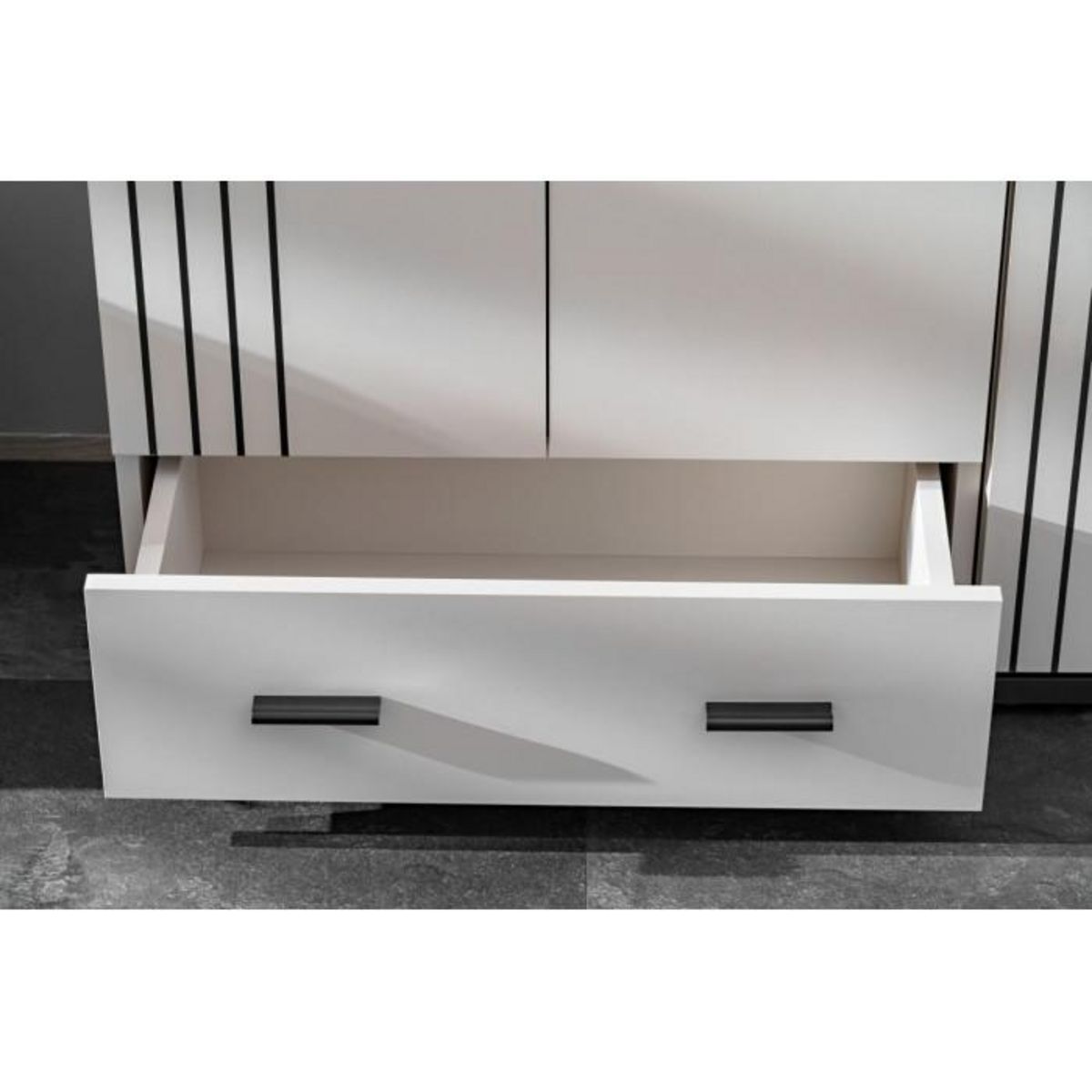 Paris Prix Armoire 2 Portes & 1 Tiroir  Hugo  60cm Gris & Noir