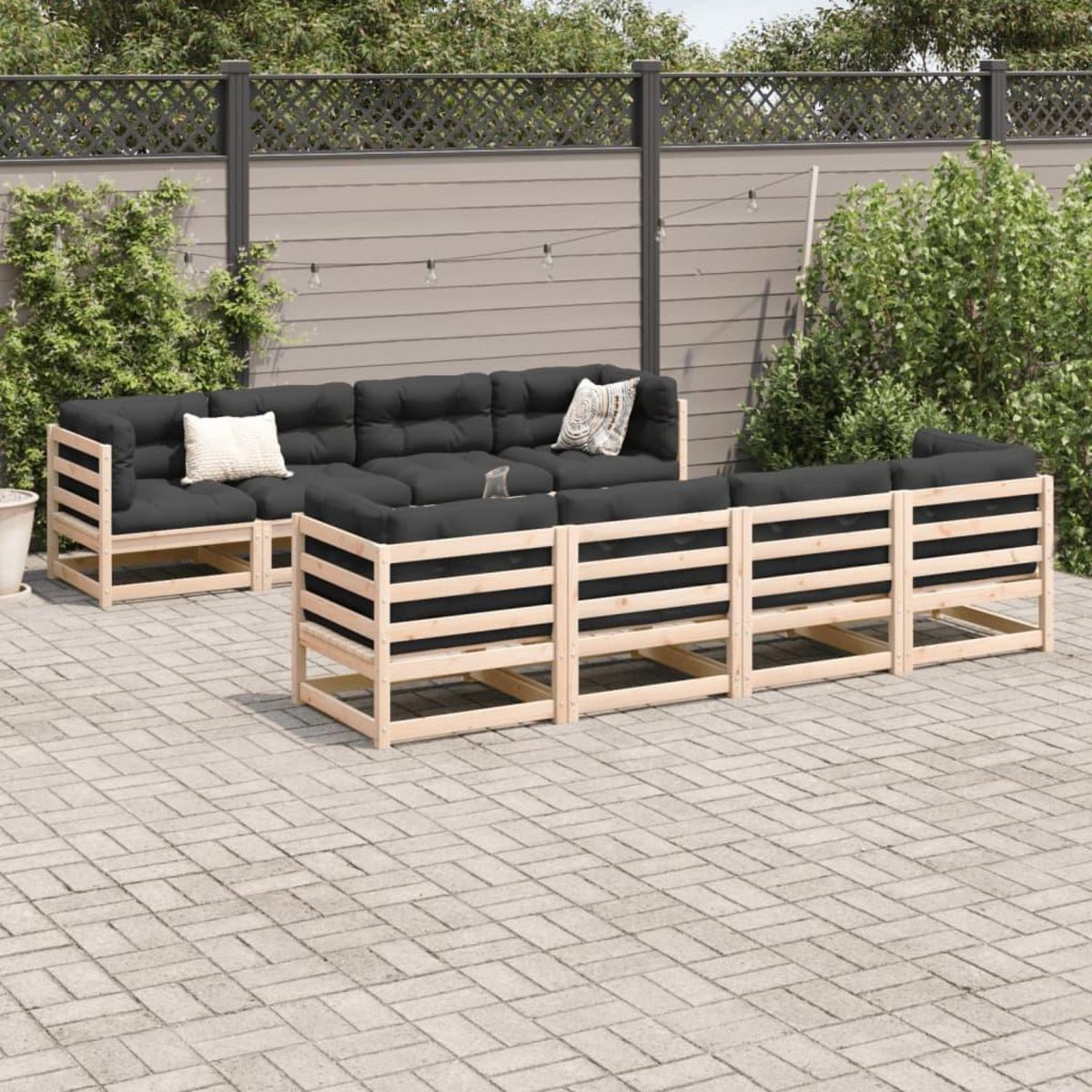 VIDAXL Salon de jardin 9 pcs avec coussins bois de pin massif