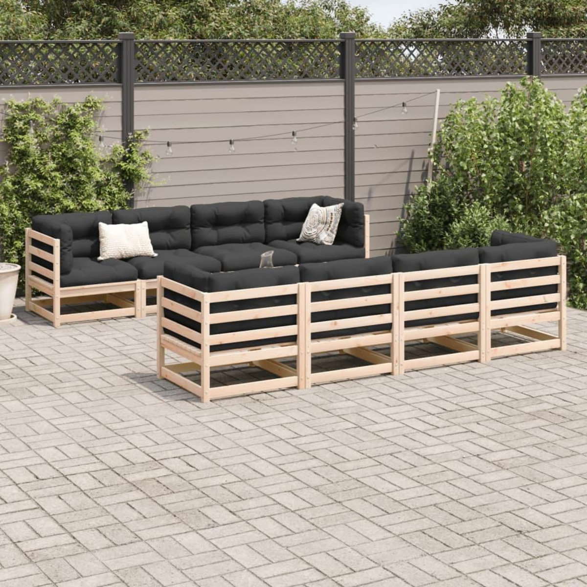 VIDAXL Salon de jardin 9 pcs avec coussins bois de pin massif