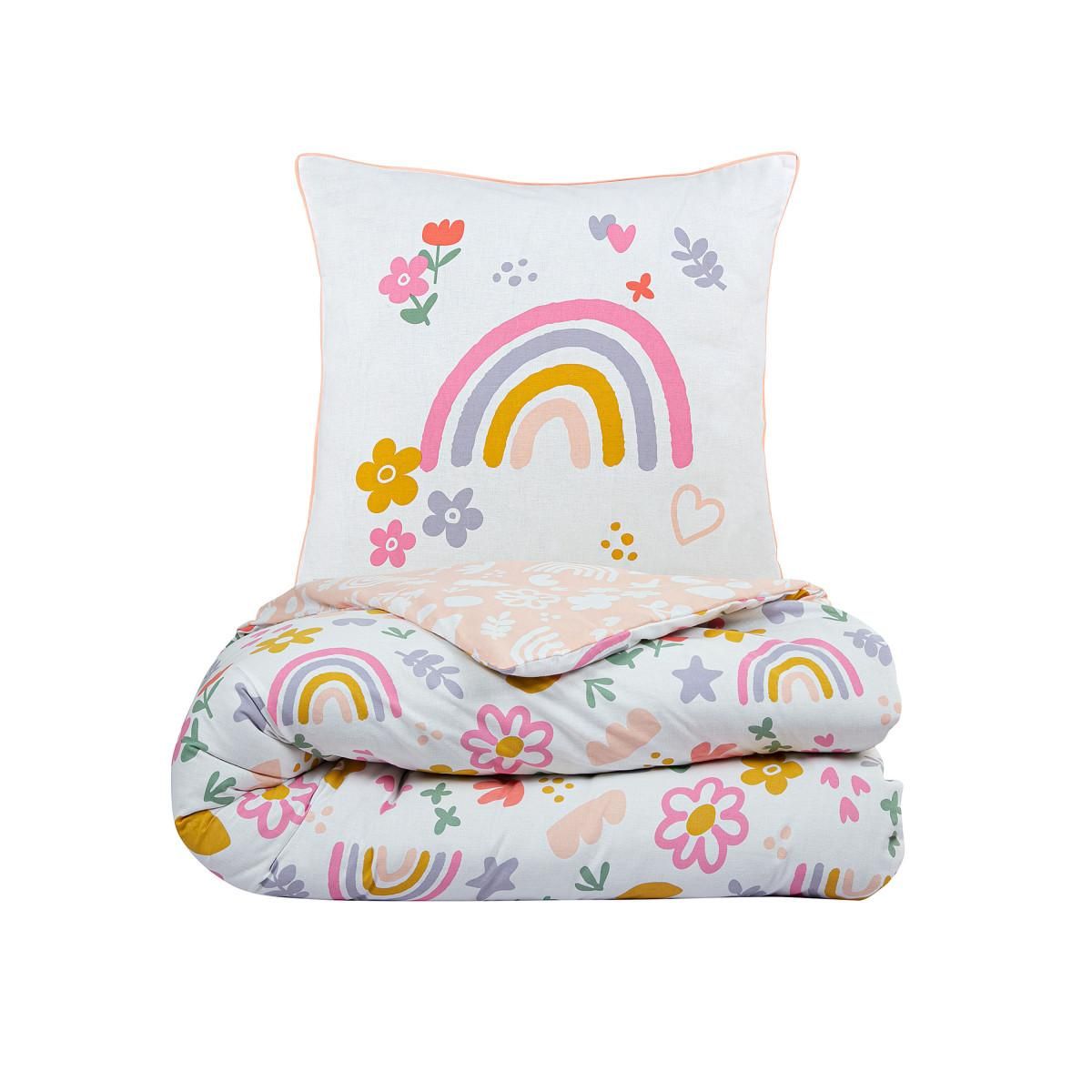 FUTURE HOME Parure de lit enfant arc-en-ciel réversible 140x200cm