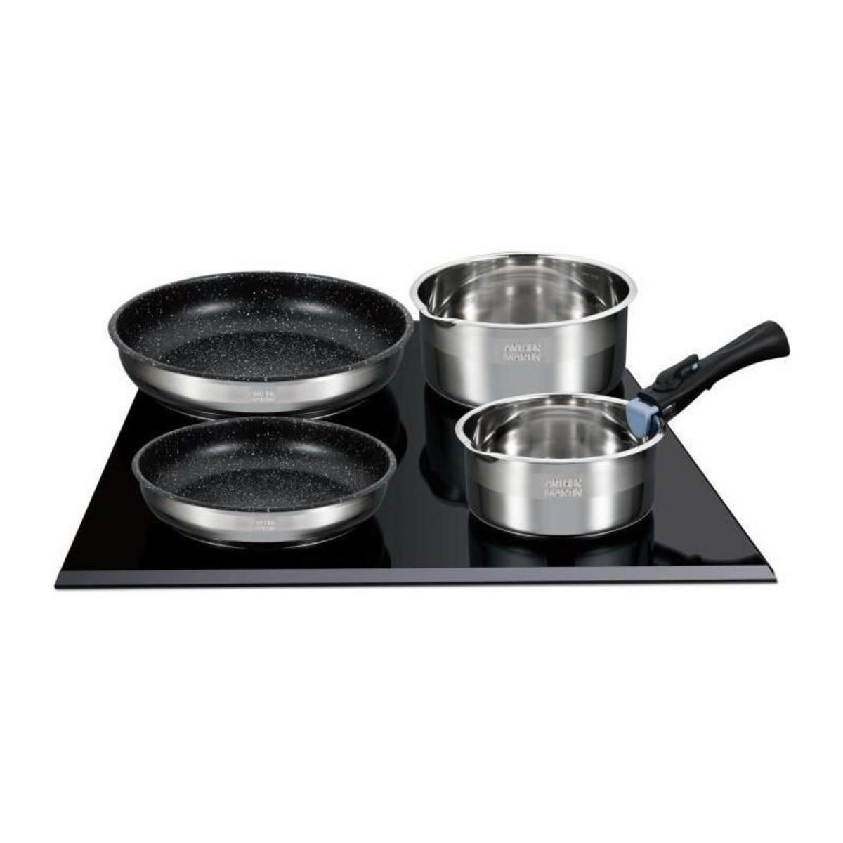 Arthur Martin Batterie de cuisine Arthur Martin AM2493 8 pieces - Acier Inoxydable - Poignée amovible - Tous feux dont induction