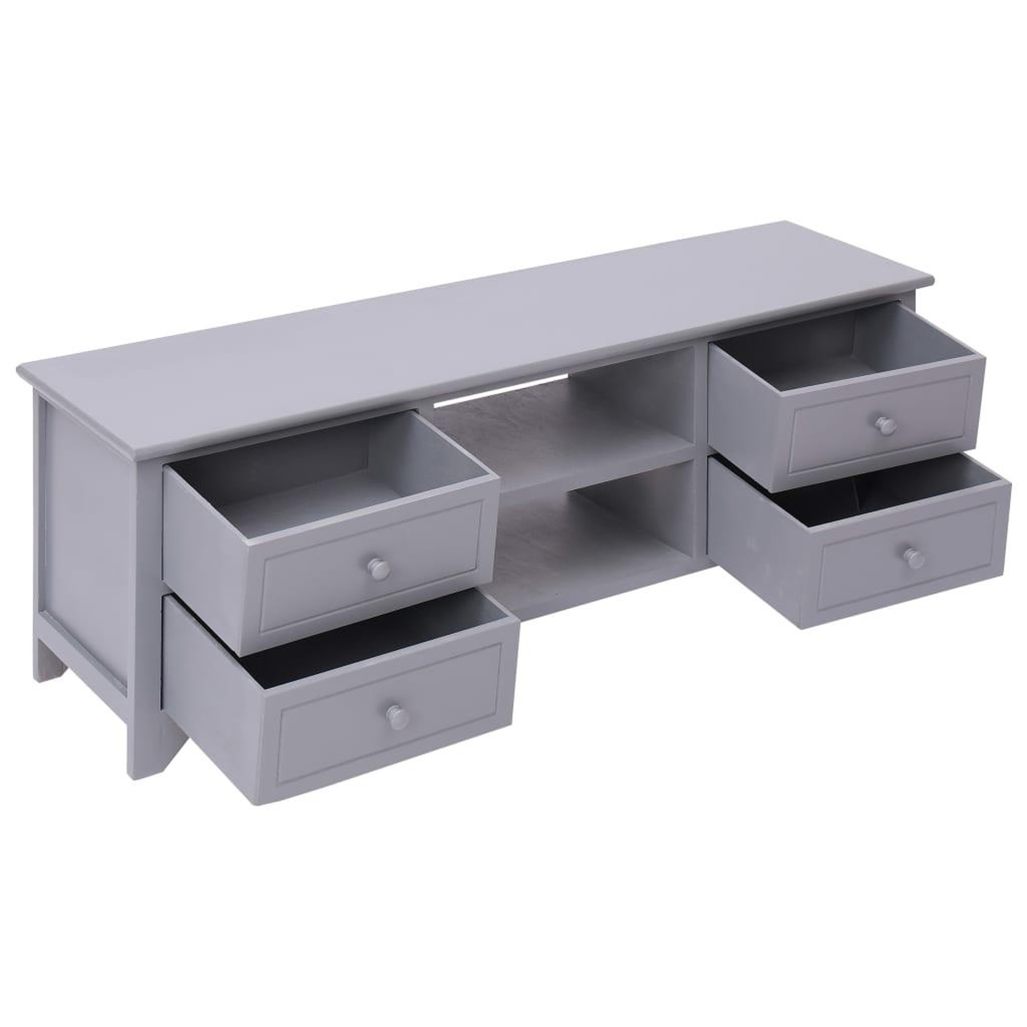 Voir la diapositive 3 : VIDAXL Meuble TV Gris 115x30x40 cm Bois de Paulownia