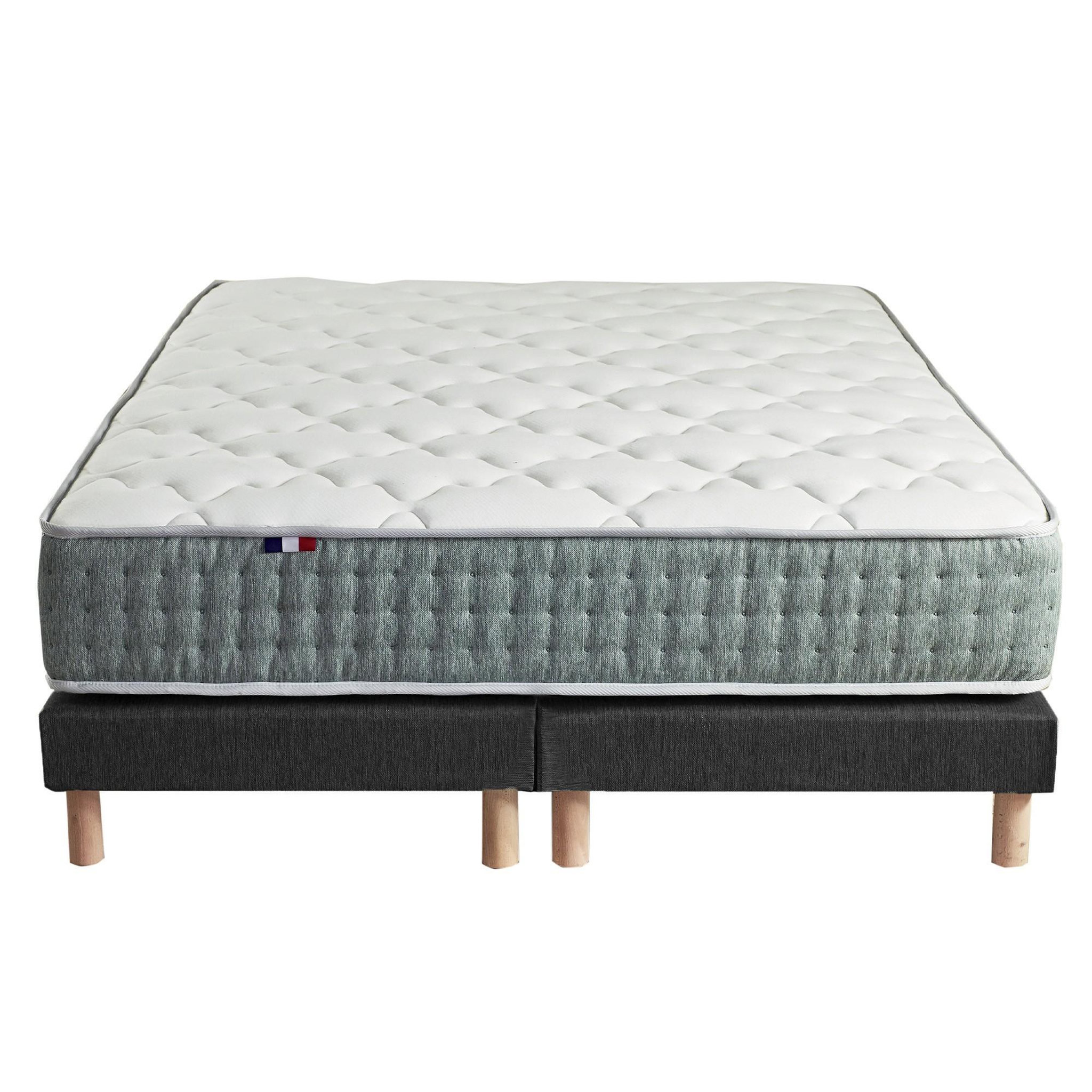 Voir la diapositive 5 : IDLITERIE Ensemble matelas Ressort 7 zones HYGGE + Sommier + couette + oreillers Fabriqué en France