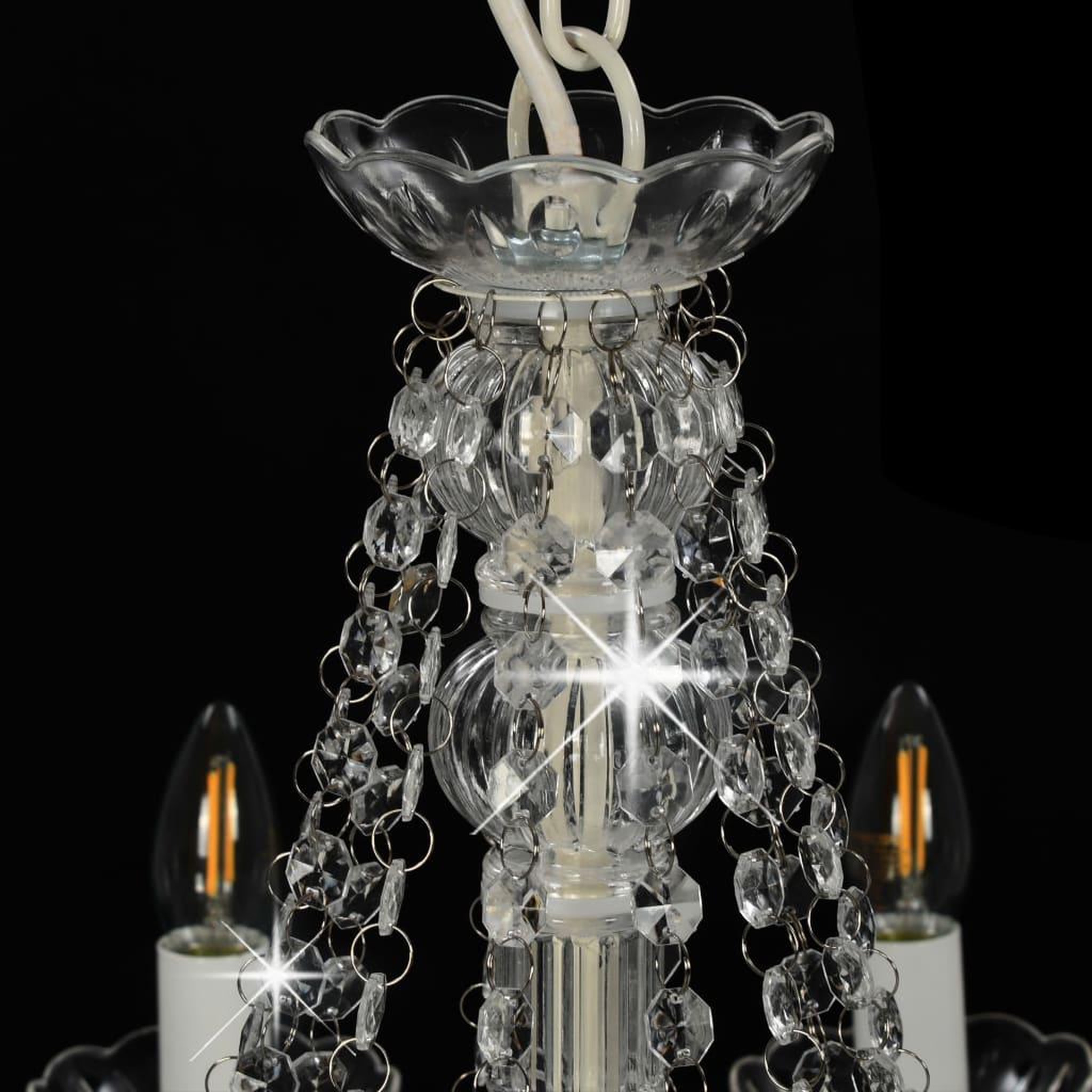 Voir la diapositive 5 : VIDAXL Lustre avec perles Blanc 12 ampoules E14