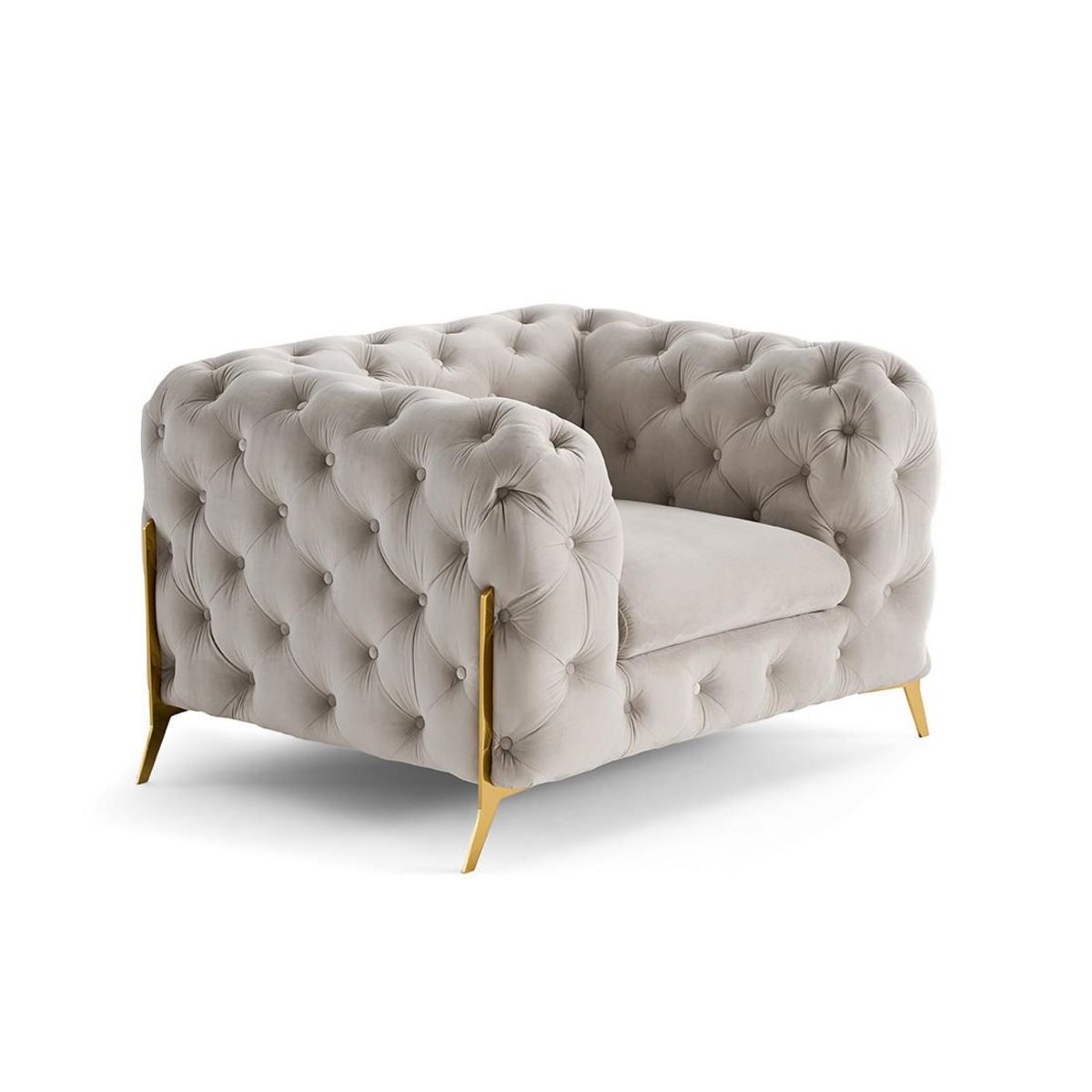 LISA DESIGN Camden - fauteuil chesterfield en velours - pieds en métal doré