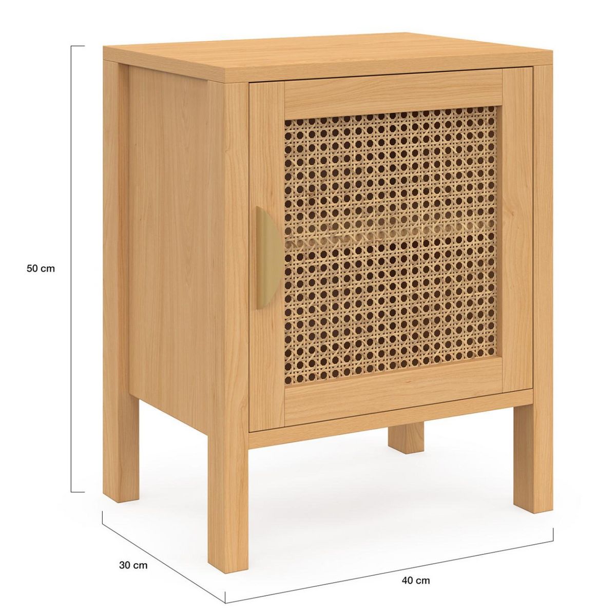 ID MARKET Lot de 2 tables de chevet EDHEN 1 porte cannage et bois