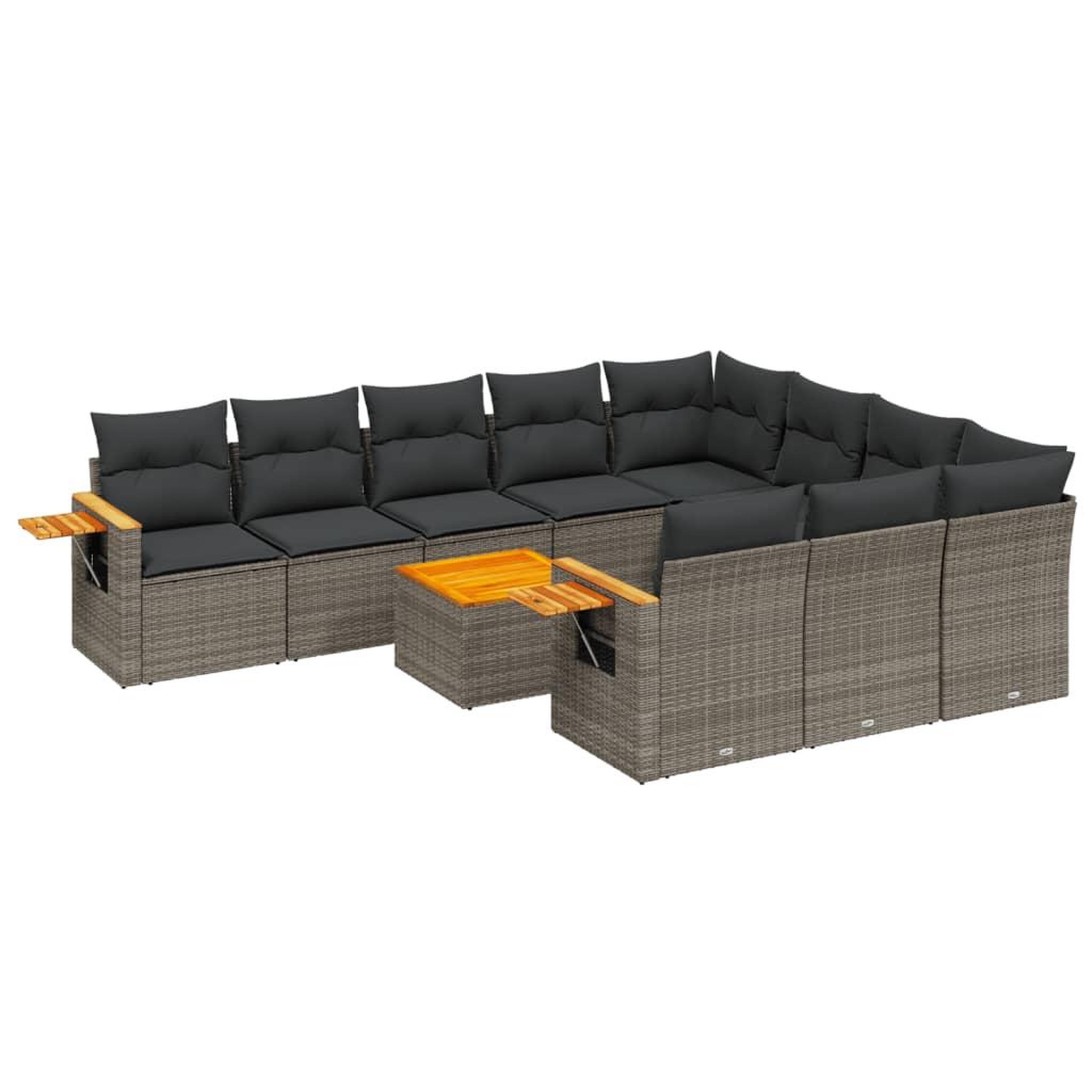 Voir la diapositive 2 : VIDAXL Salon de jardin 11 pcs avec coussins gris resine tressee
