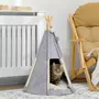 PAWHUT Tente tipi pour animaux - teepee chien chat - coussin épais grand confort inclus - structure bois de pin feutre polyester gris