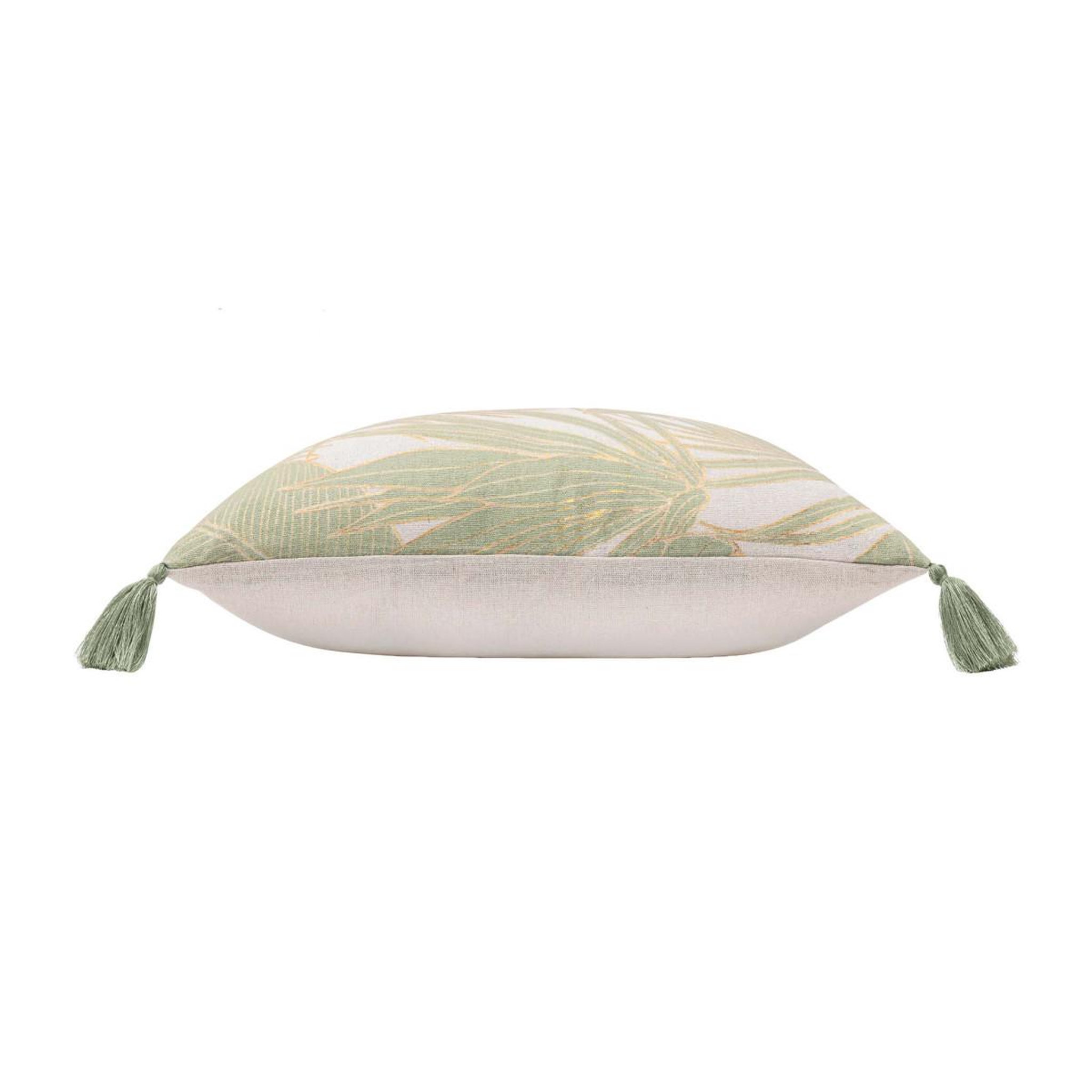 Voir la diapositive 2 : Douceur d'Intérieur Coussin déco à pompons  alanis  45x45cm vert
