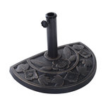 OUTSUNNY Pied de parasol base de lestage parasol demi-cercle résine imitation fonte motif fleur 50L x 31l x 32H cm. Coloris disponibles : Marron, Noir