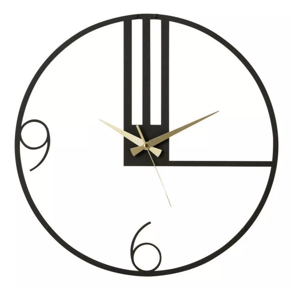 Paris Prix Horloge Murale en Métal  Lignes  49cm Noir