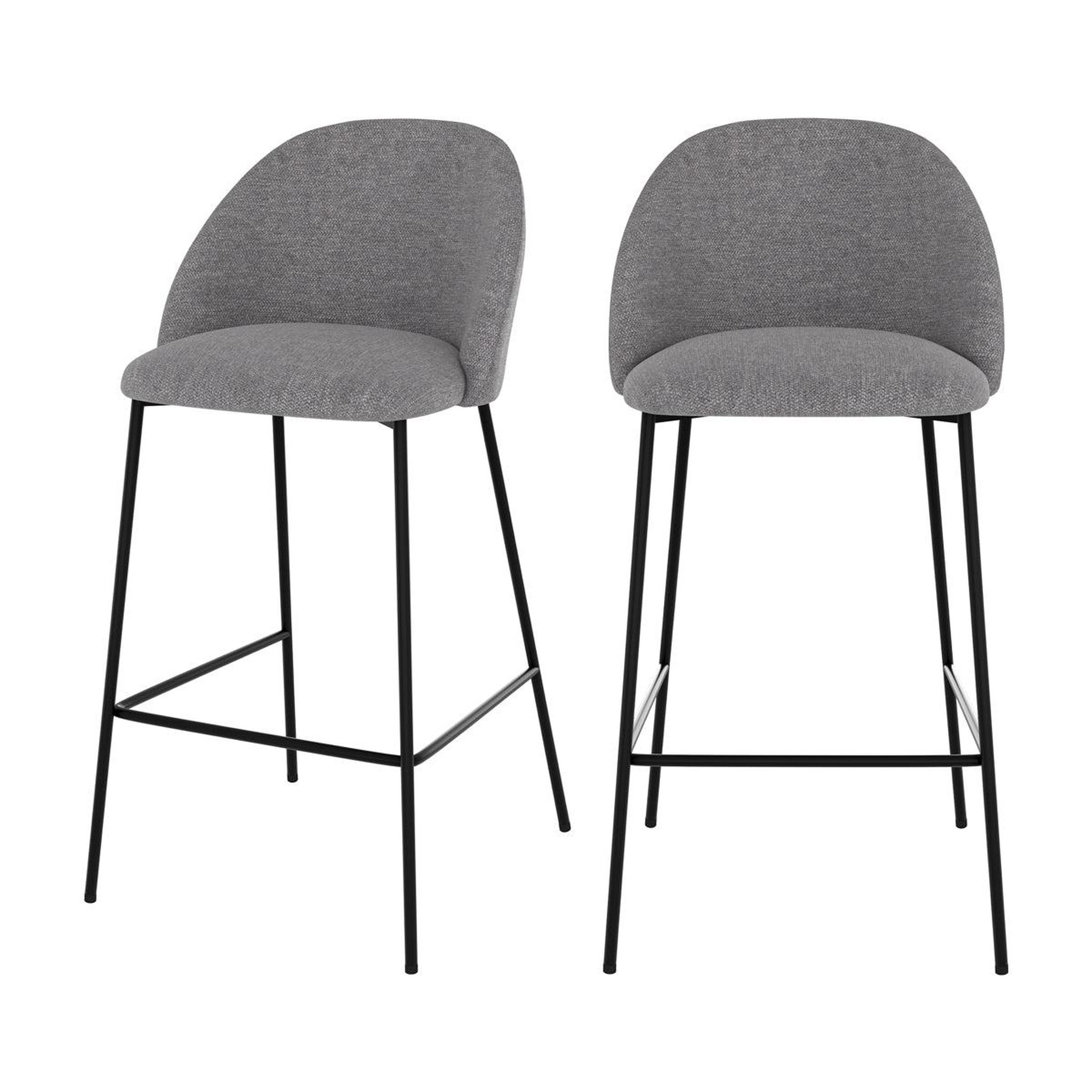 MAISON PAVANE Lot de 2 chaises pour îlot central 66 cm en tissu chiné gris foncé-karl