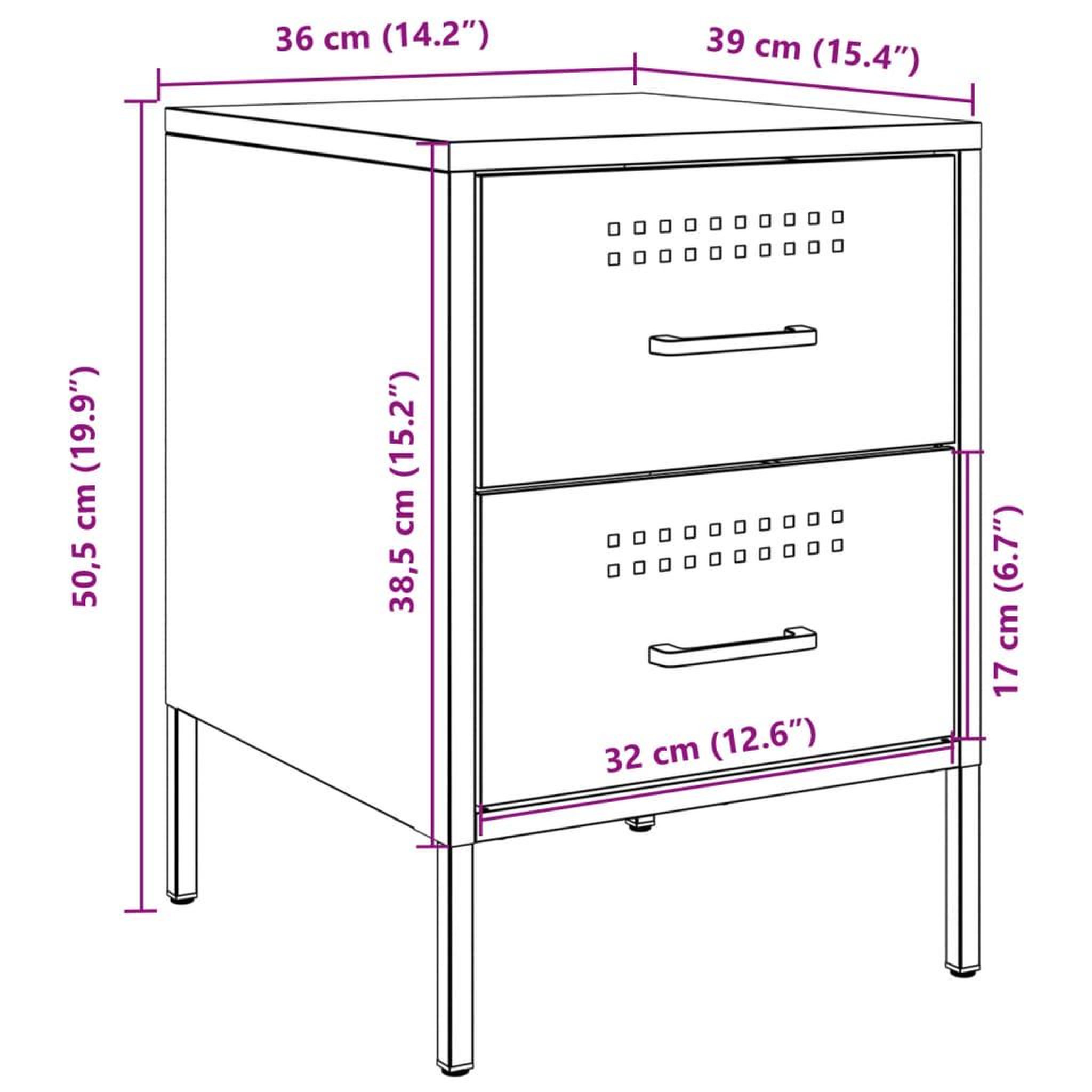 Voir la diapositive 6 : VIDAXL Tables de chevet 2 pcs blanc 36x39x50,5 cm acier