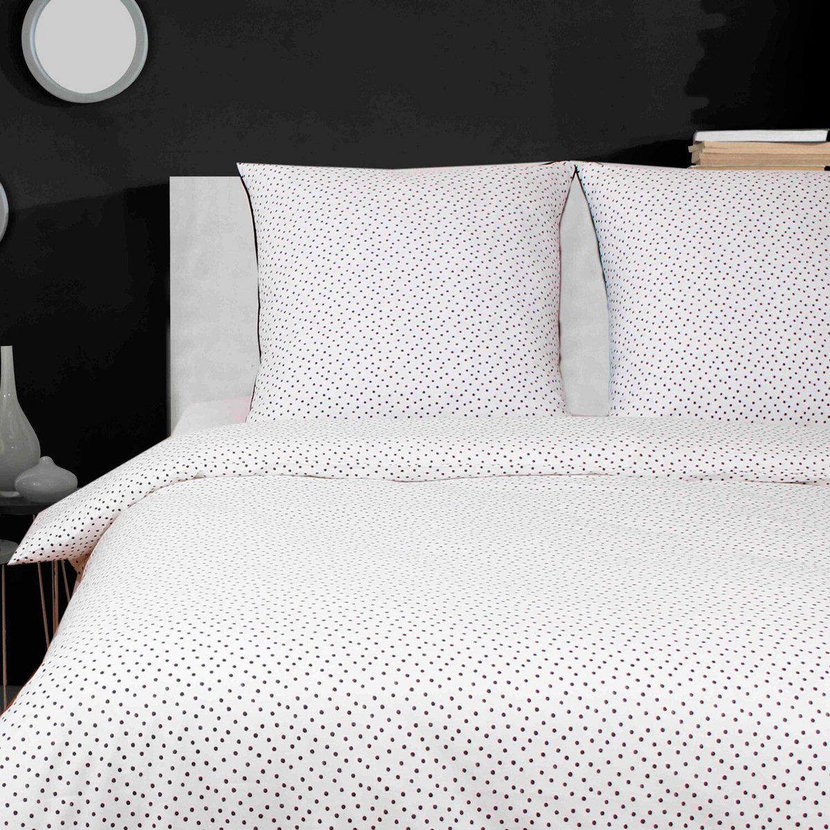 Home collection Parure Housse de couette 3 pcs 240x220 cm 100% coton 57 fils imprimé. Points