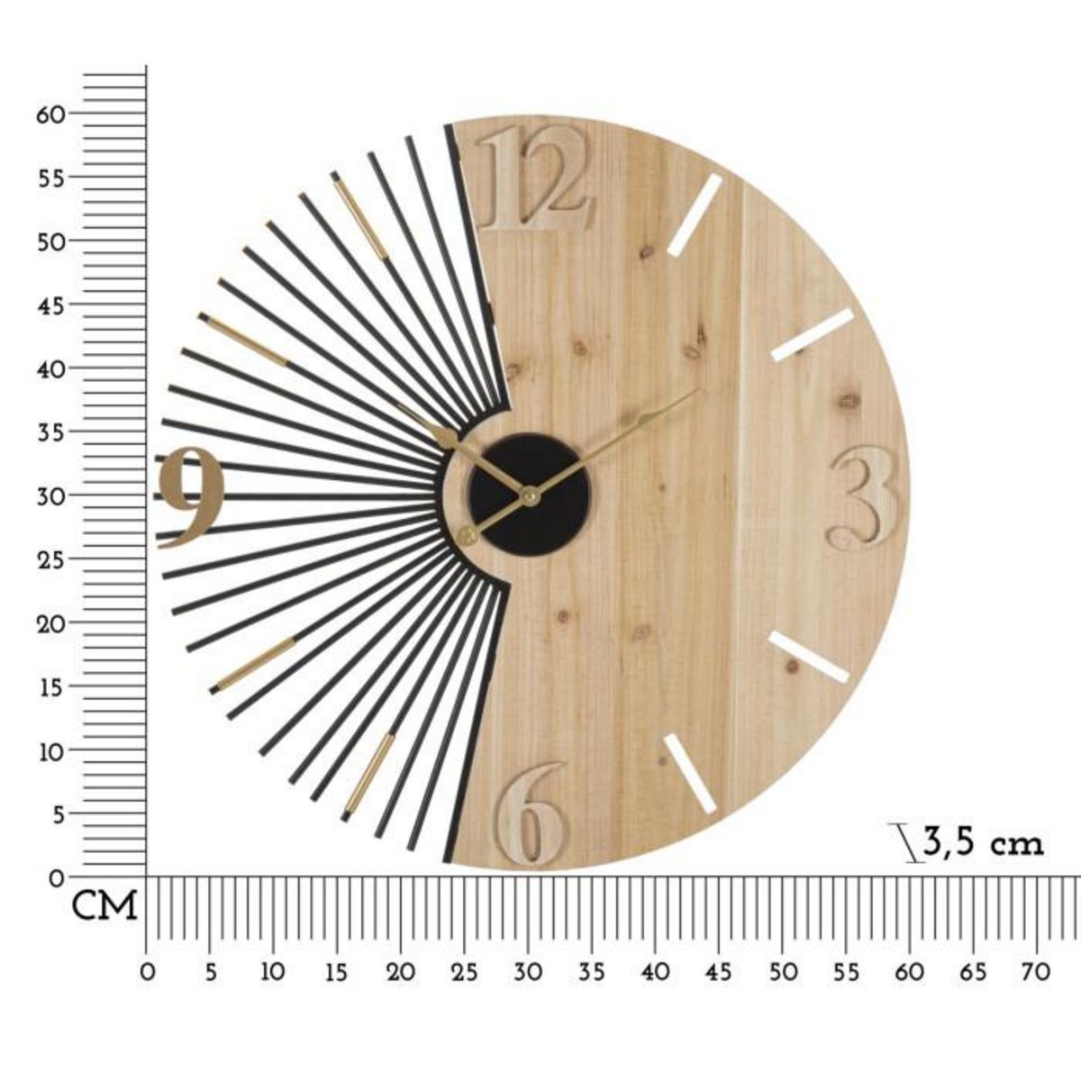 Paris Prix Horloge Murale Design  Wordy  60cm Naturel & Noir