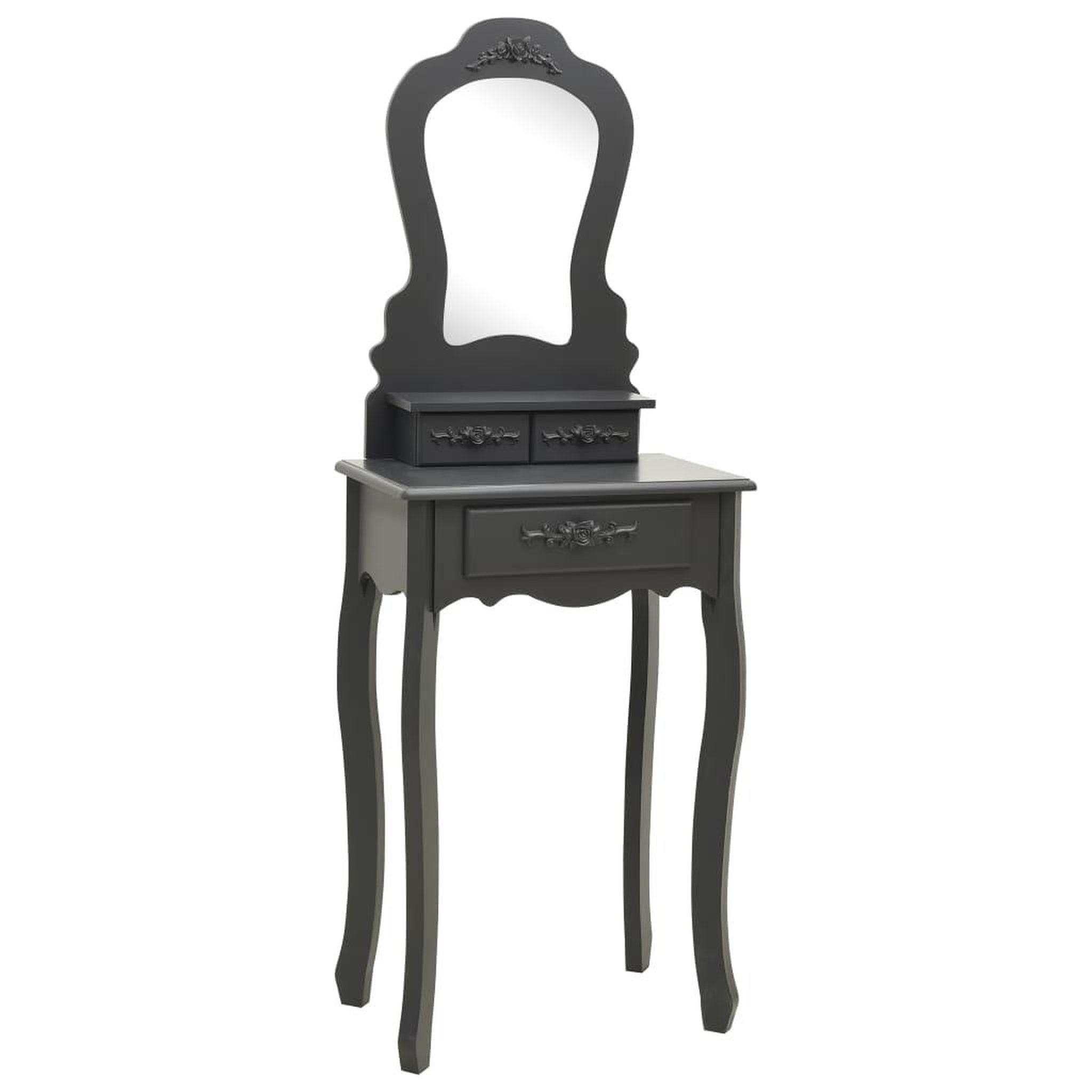 Voir la diapositive 2 : VIDAXL Ensemble de coiffeuse avec tabouret Gris 50x59x136 cm Paulownia