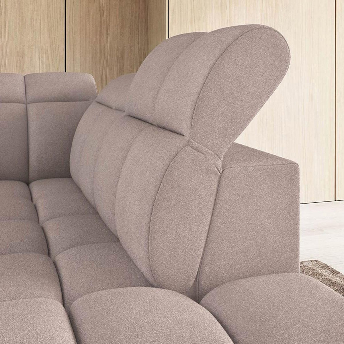 BEST MOBILIER Basile - canapé d'angle droit 4 places assise extensible électrique avec coffre en tissu texturé