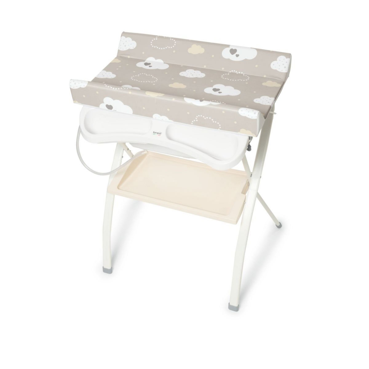 BREVI LINDO PRO Table à langer pliante - c&oelig;urs et nuages 