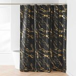 Douceur d'Intérieur Rideau de douche 180x200 AQUAMARBRE Noir avec 12 anneaux