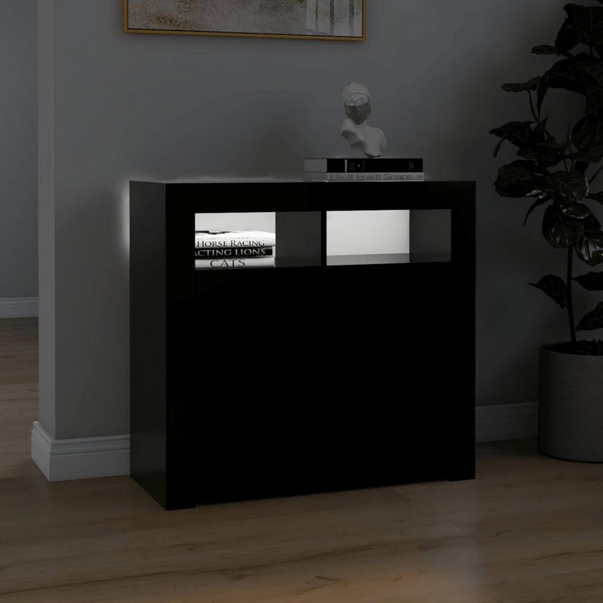 VIDAXL Buffet avec lumieres LED noir 80x35x75 cm