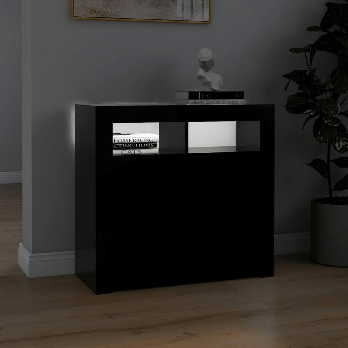 VIDAXL Buffet avec lumieres LED noir 80x35x75 cm