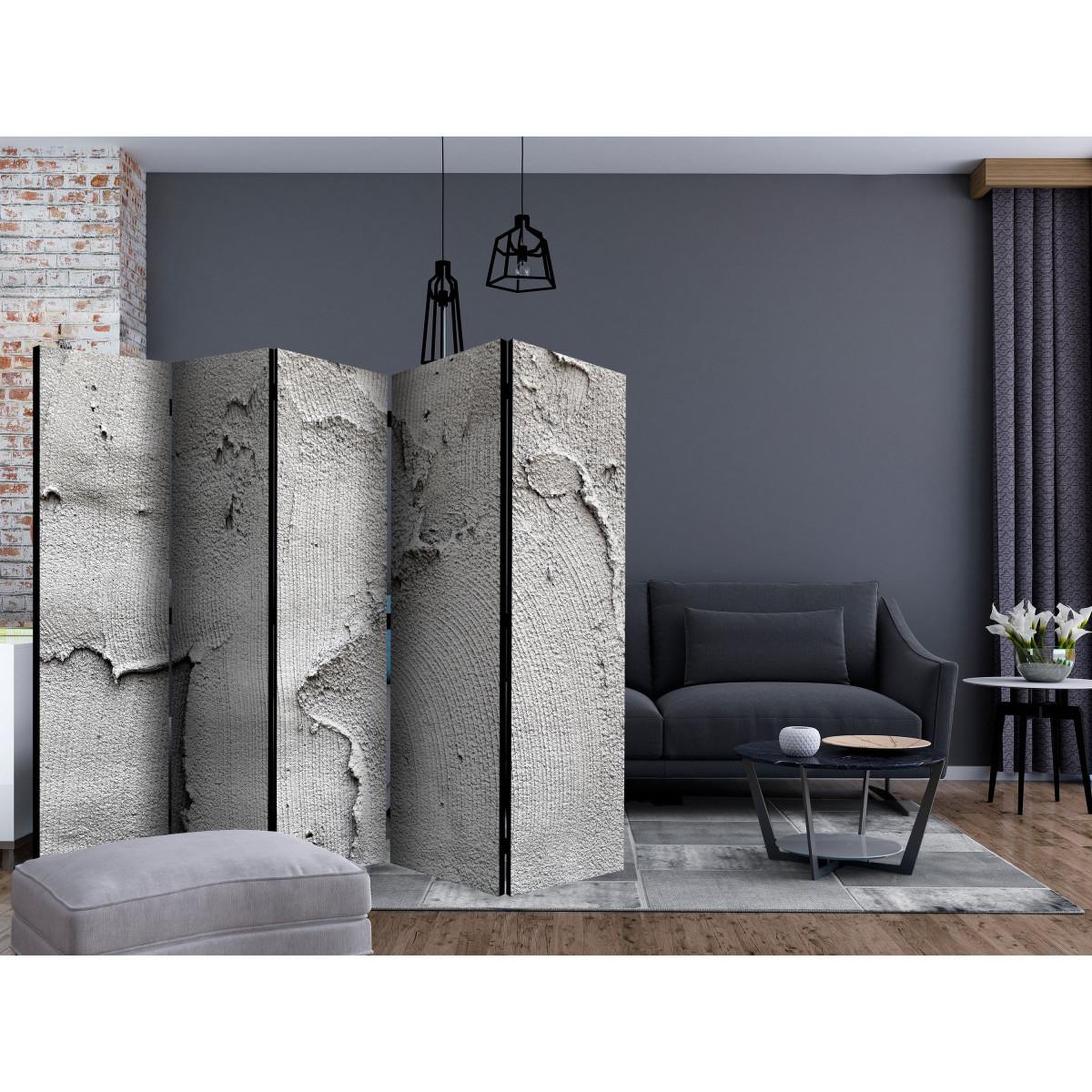Voir la diapositive 2 : Paris Prix Paravent 5 volets  concrete nothingness  172x225cm