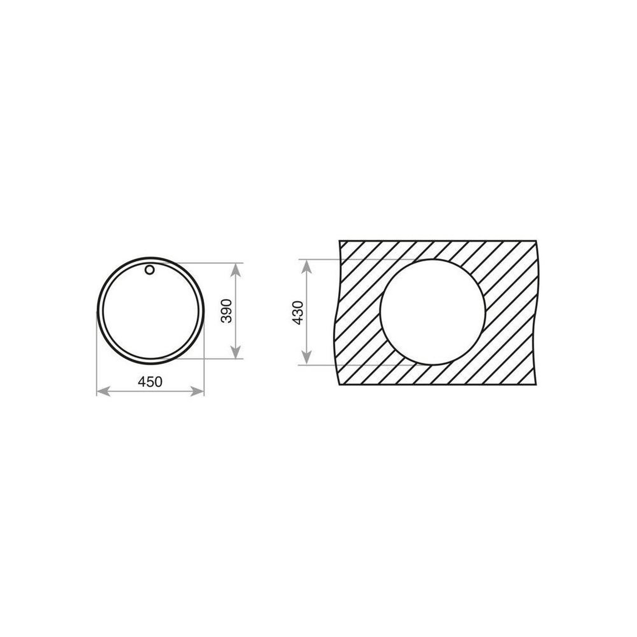 Voir la diapositive 2 : TEKA Teka redondo 45 1b évier encastrable rond inox poli 1 cuve, bonde centrale 3½  diamètre 450 mm