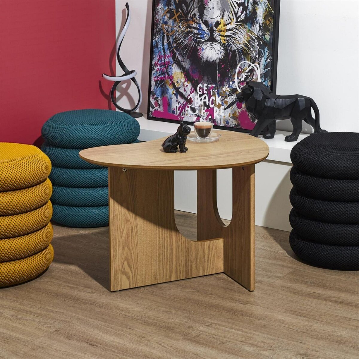 The Home Deco Factory Table d'appoint asymétrique en bois CALYPSO - Beige