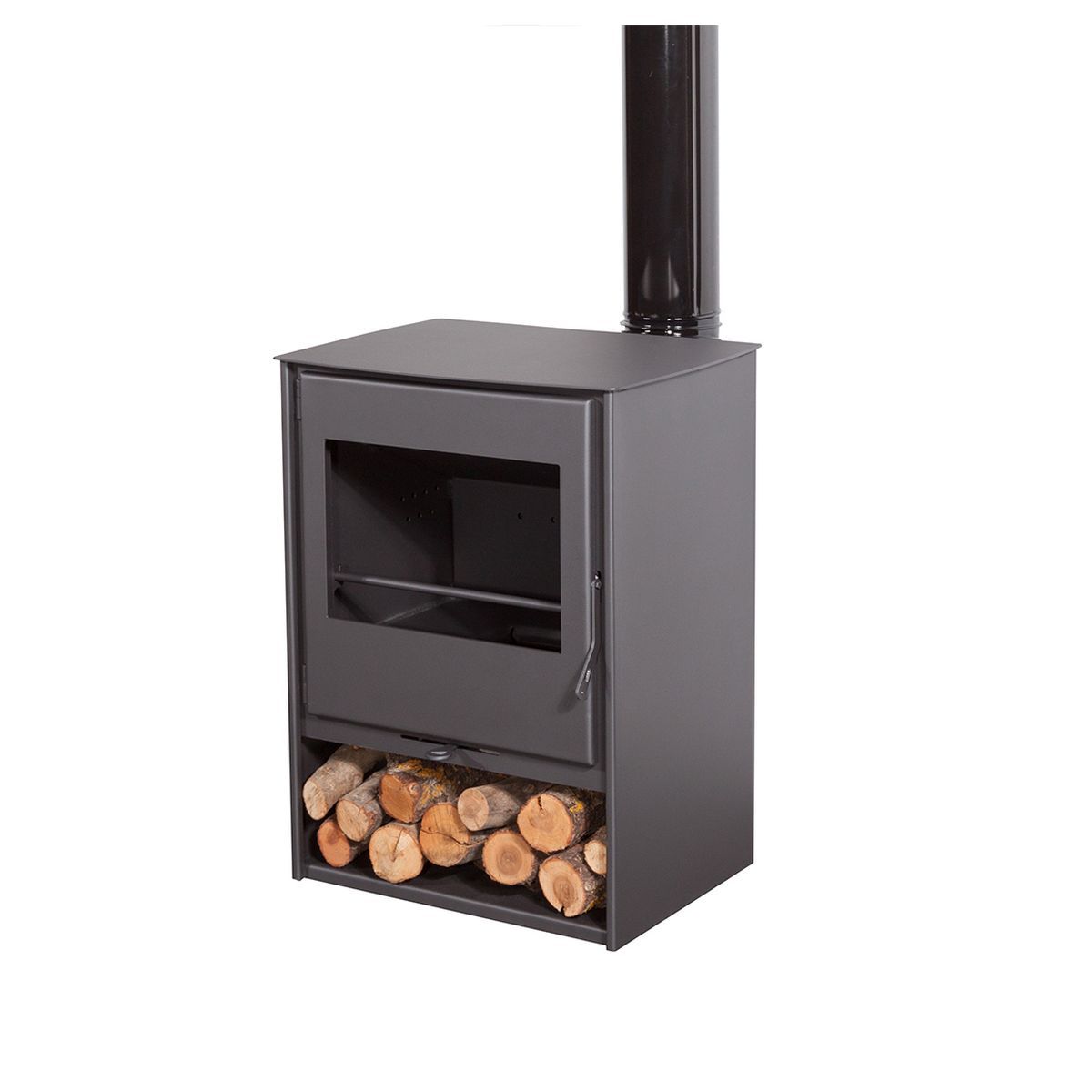 Juan Panadero Poêle à bois 7,4 Kw avec bûcher - MILANO TITANIUM