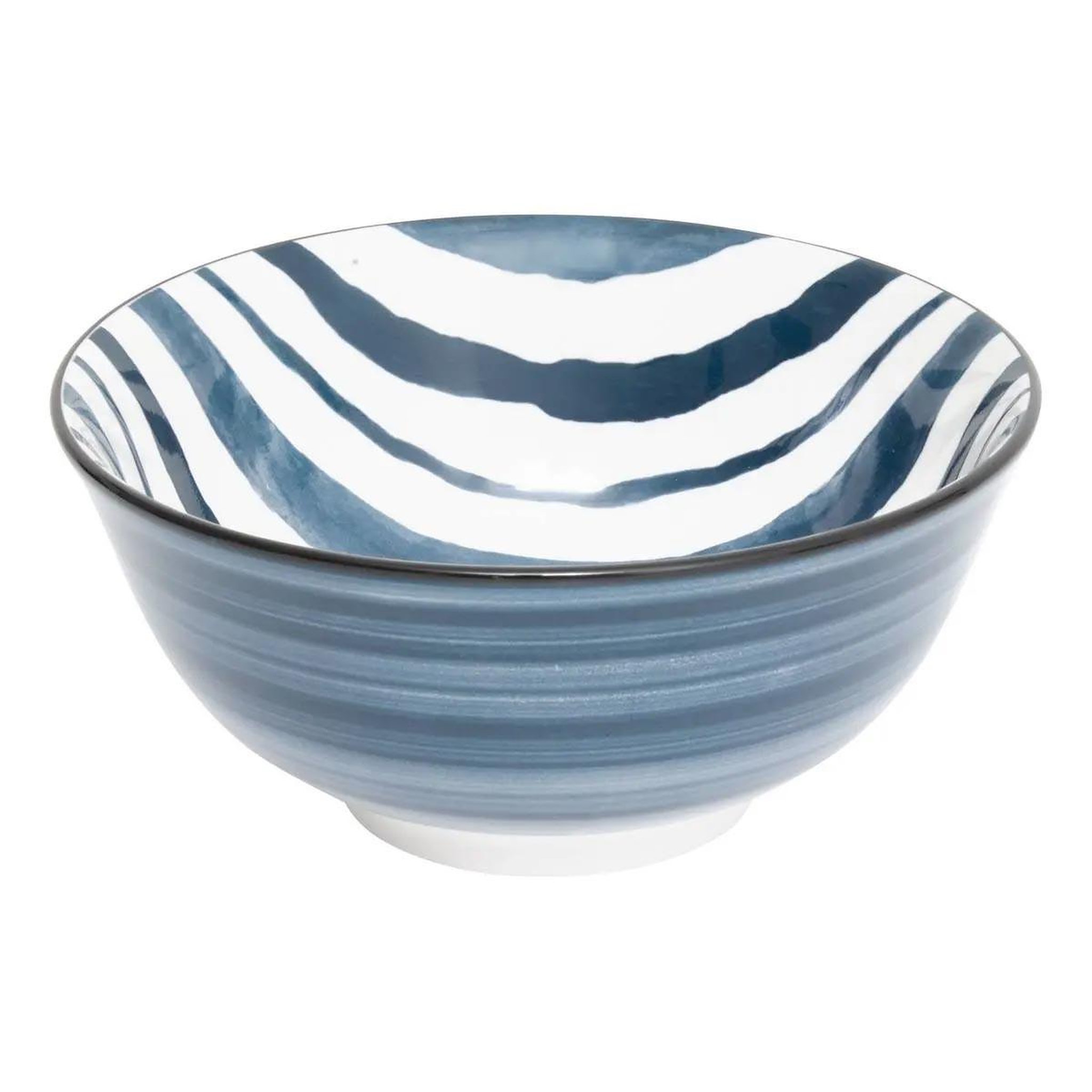Voir la diapositive 2 : SECRET DE GOURMET Lot de 6 bols en porcelaine  umami rayure  15cm bleu