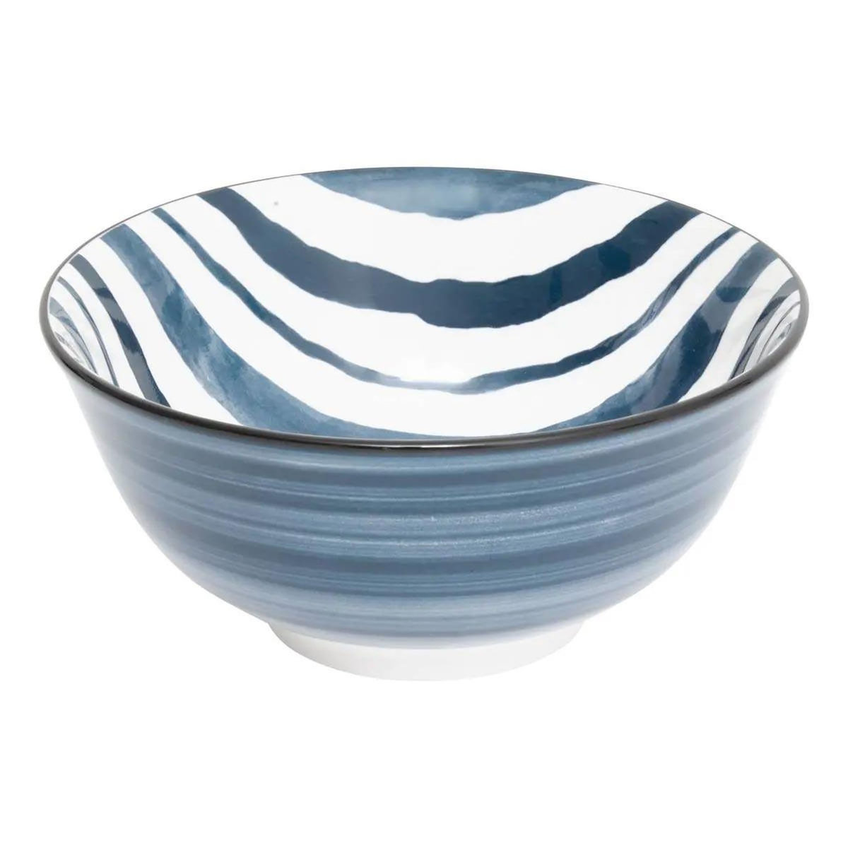 SECRET DE GOURMET Lot de 6 Bols en Porcelaine  Umami Rayure  15cm Bleu