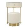 Voir la diapositive 2 : Paris Prix Table de Chevet Avec Pouf  Sharon  70cm Blanc & Or