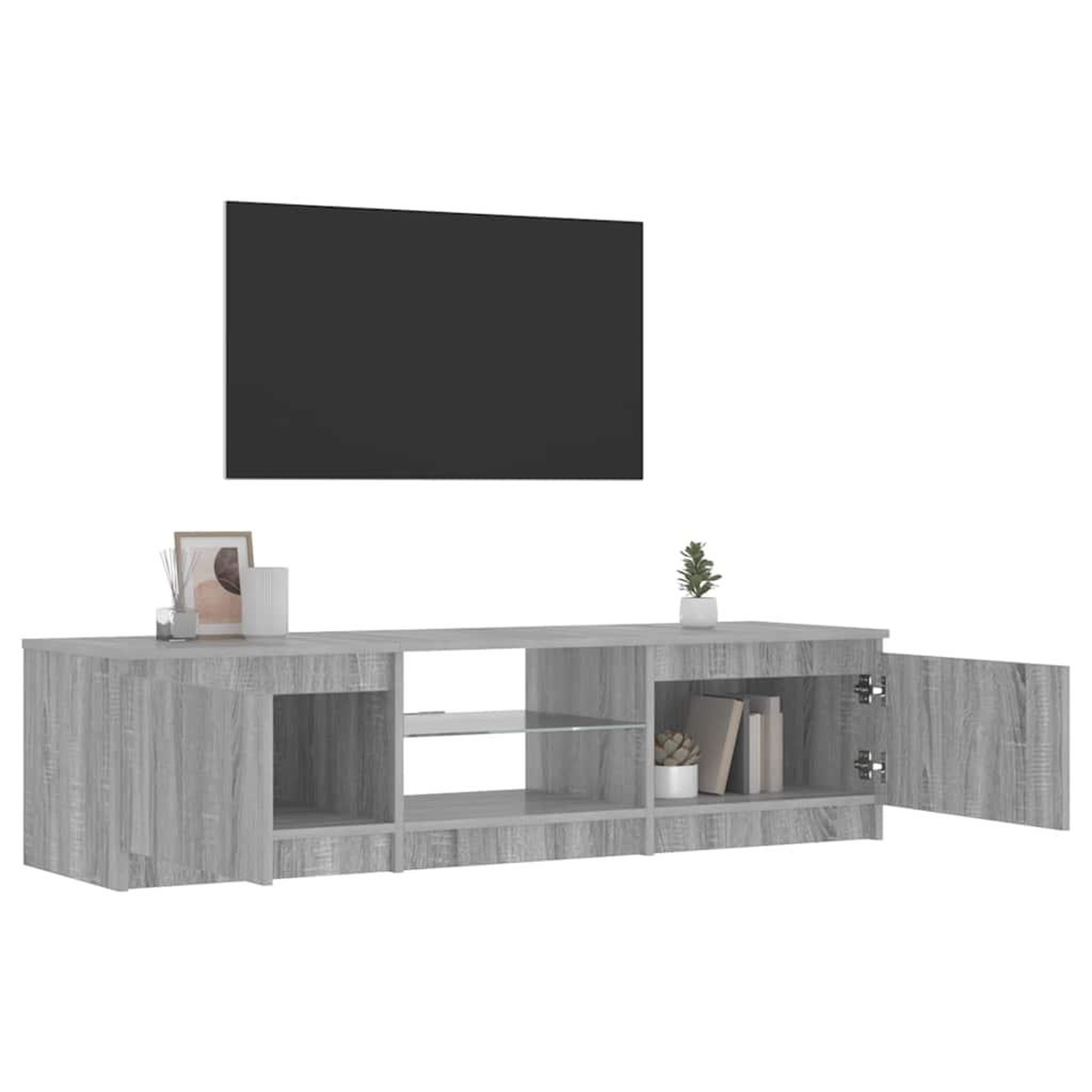 Voir la diapositive 4 : VIDAXL Meuble TV avec lumieres LED Sonoma gris 140x40x36 cm