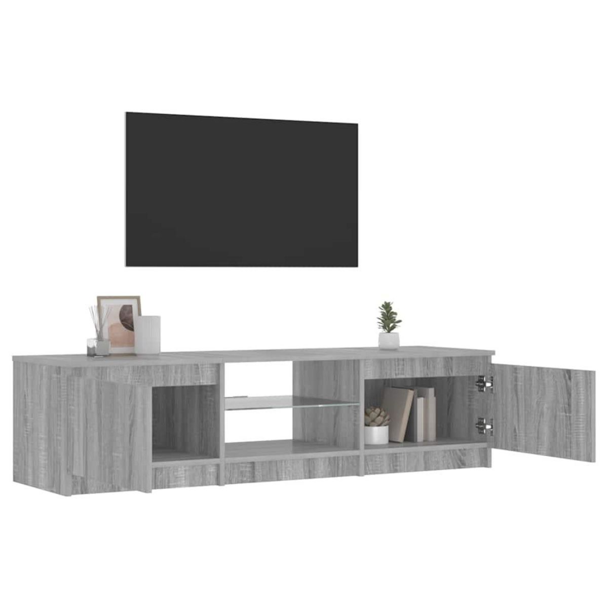 VIDAXL Meuble TV avec lumieres LED Sonoma gris 140x40x36 cm