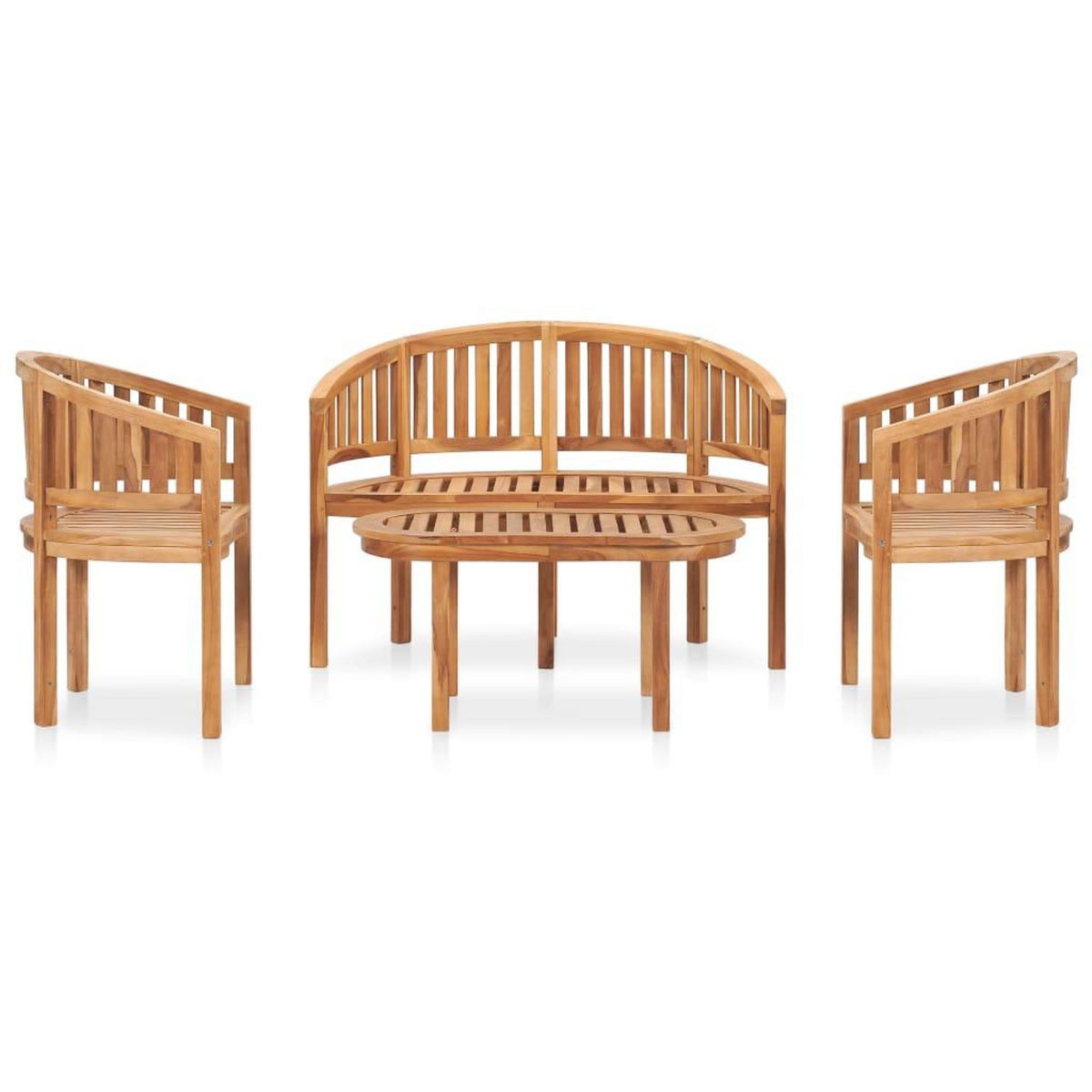 VIDAXL Salon de jardin 4 pcs en forme de banane Bois de teck solide