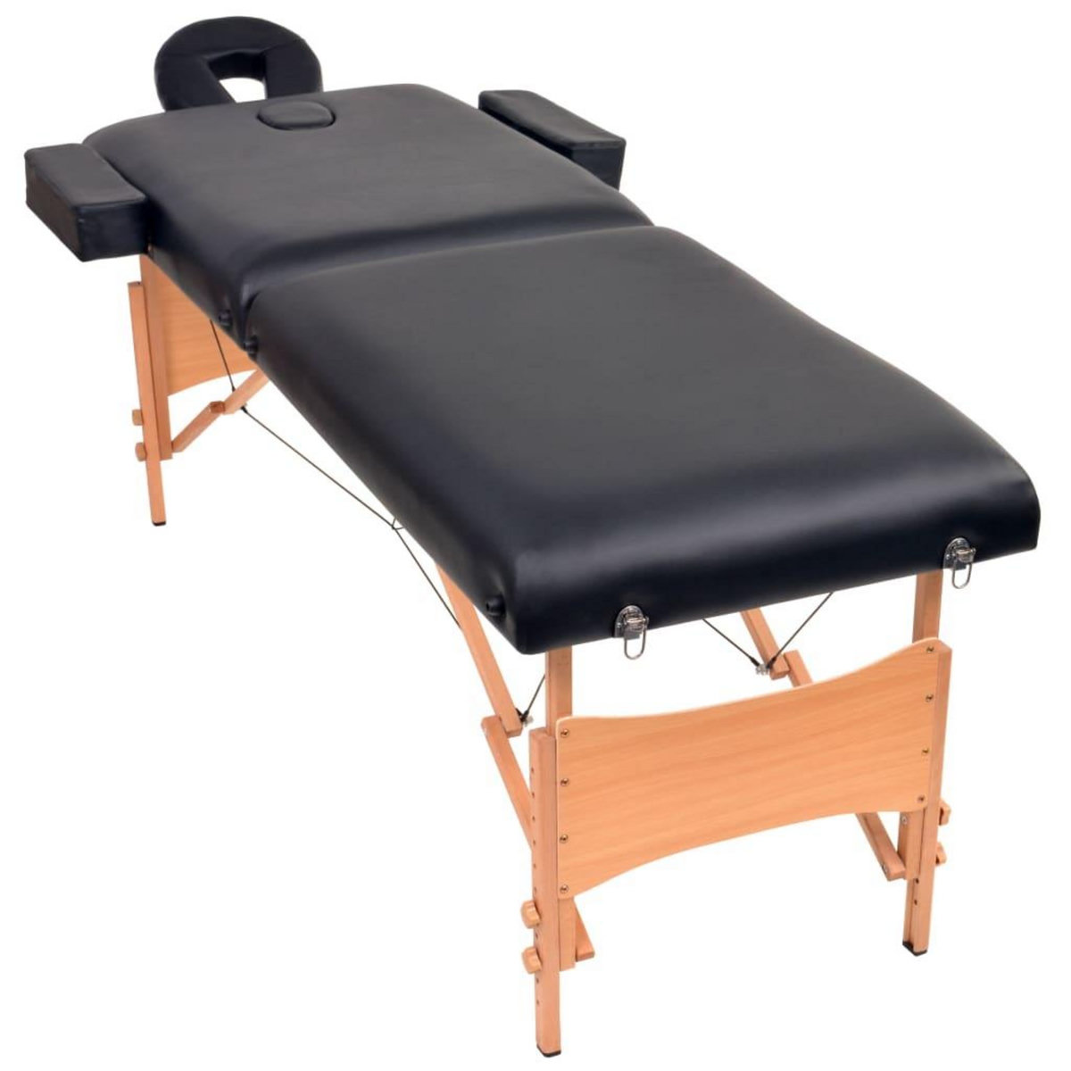 VIDAXL Table de massage pliable et tabouret 10 cm d'epaisseur Noir
