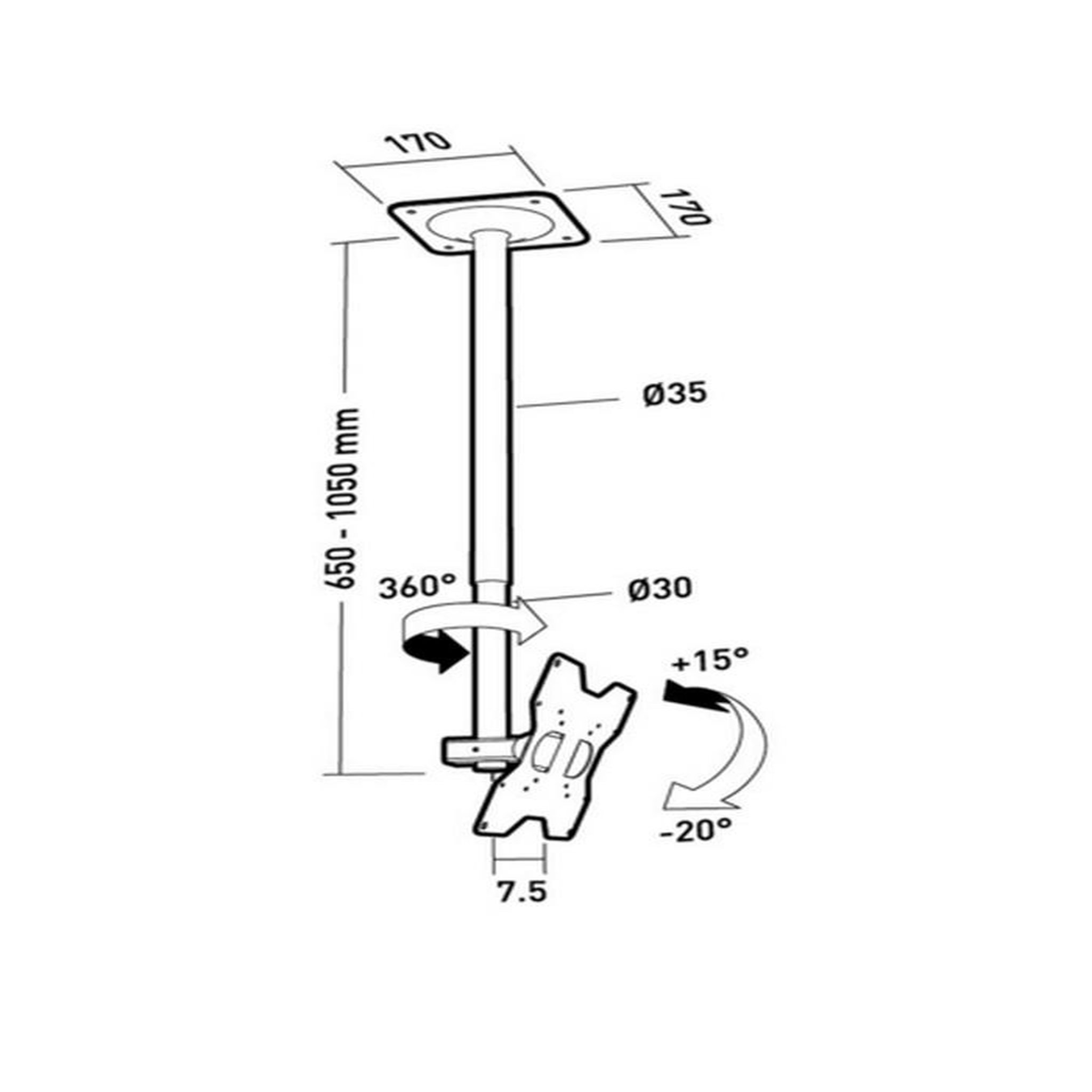 Voir la diapositive 3 : Erard Support plafond inclinable/orientable pour écrans de 19 à 32 - 002405