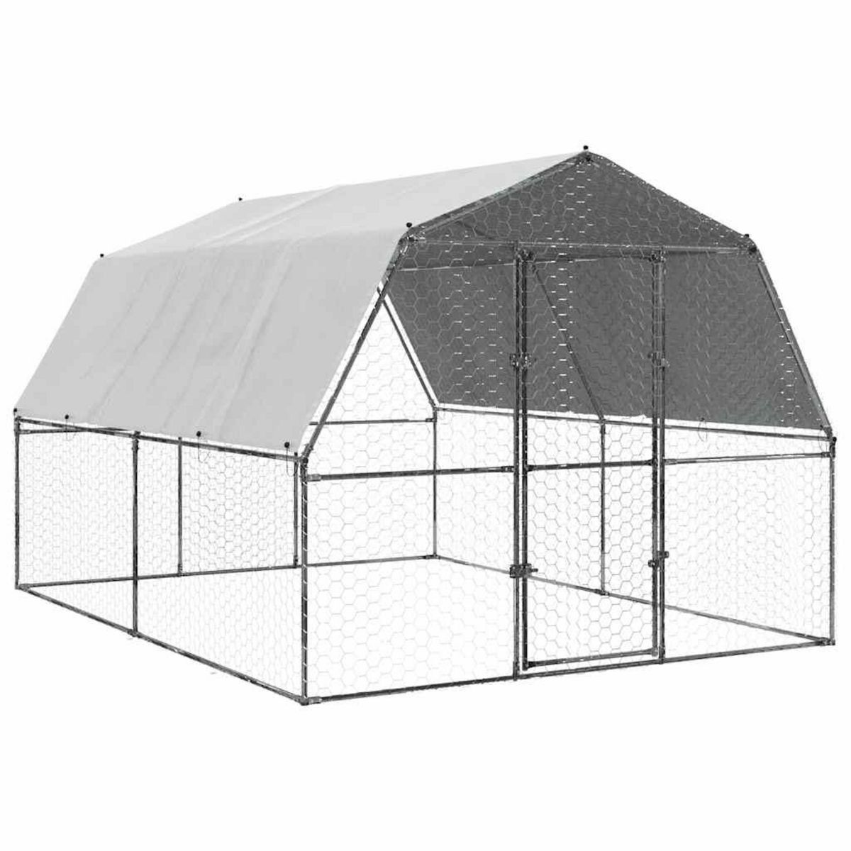 VIDAXL Cage a poules avec toit et porte argente acier galvanise