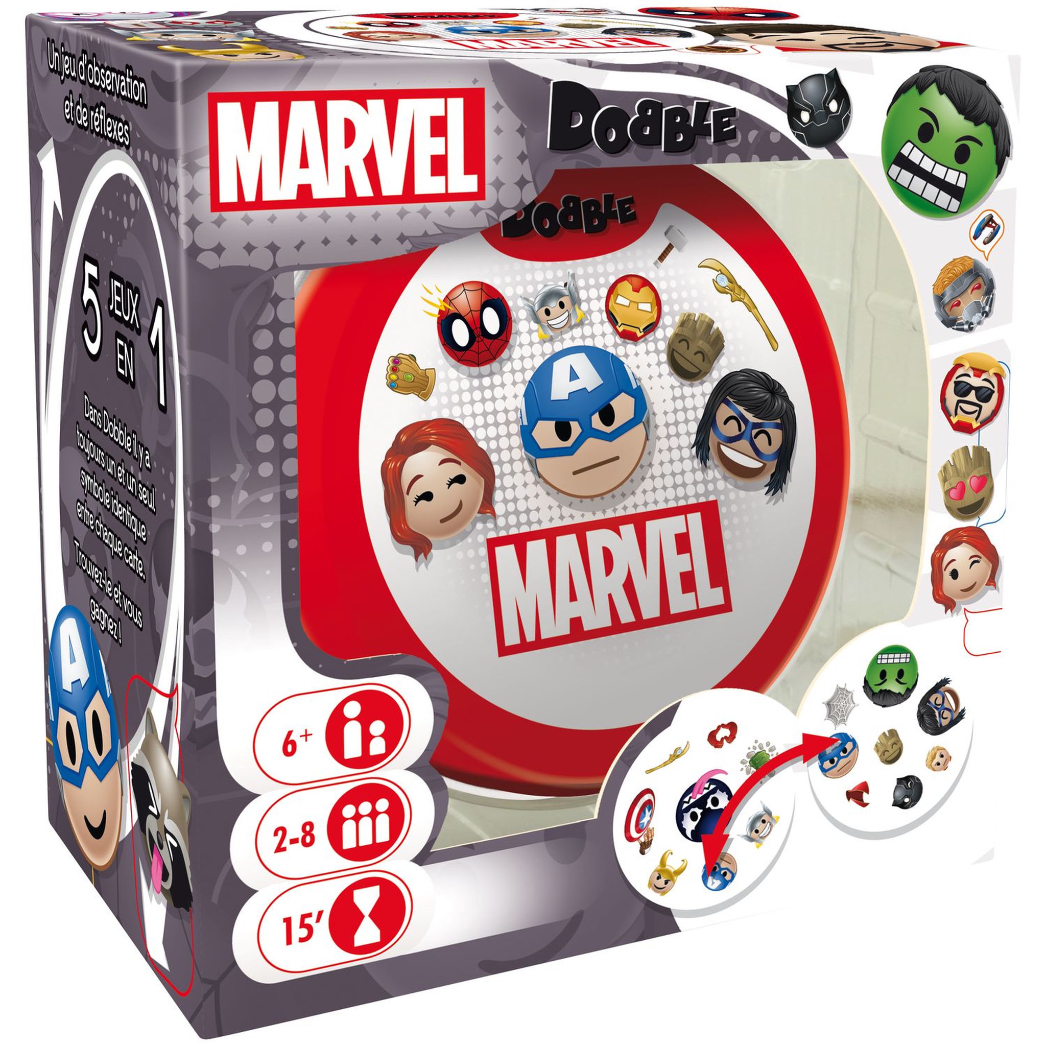 Voir la diapositive 1 : ASMODEE Jeu - Dobble - Marvel - EMOJI