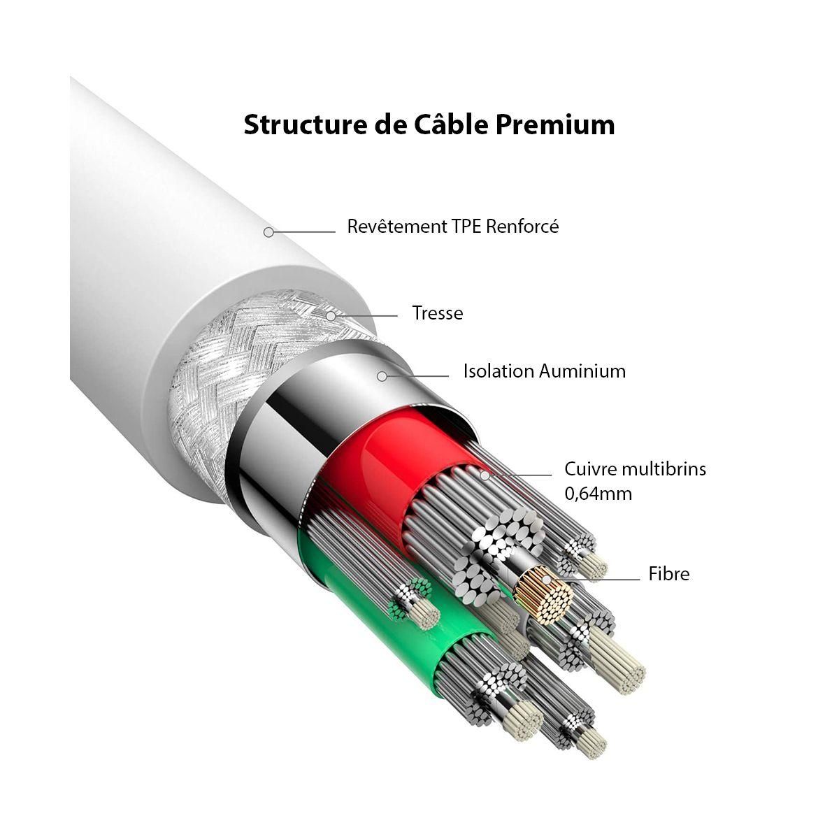 IBROZ Câble Lightning vers USB-C 1m rouge